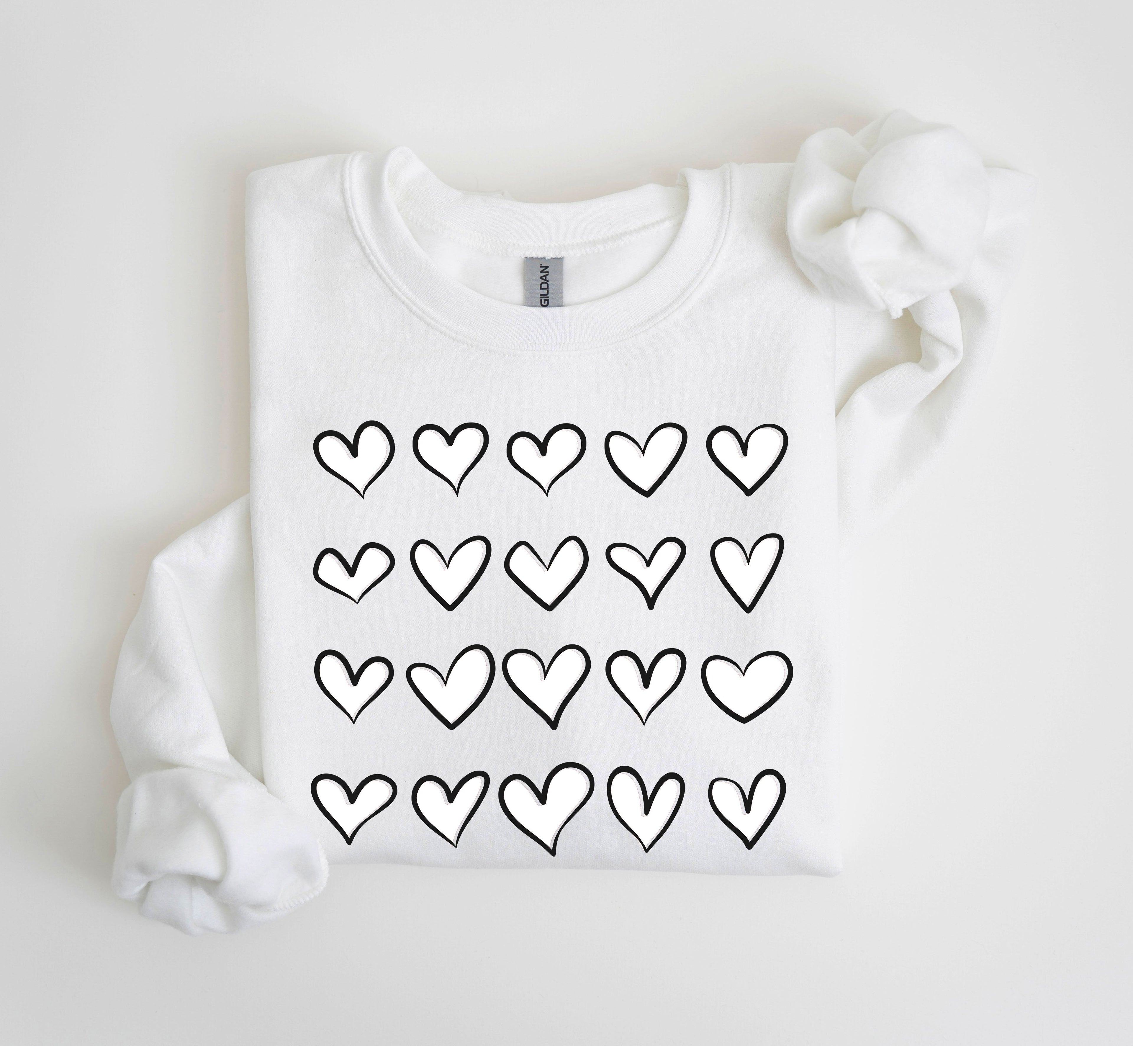 Mini Hearts Valentine's Retro Heart Print Vintage Love Script Doodle Edition Sweatshirt