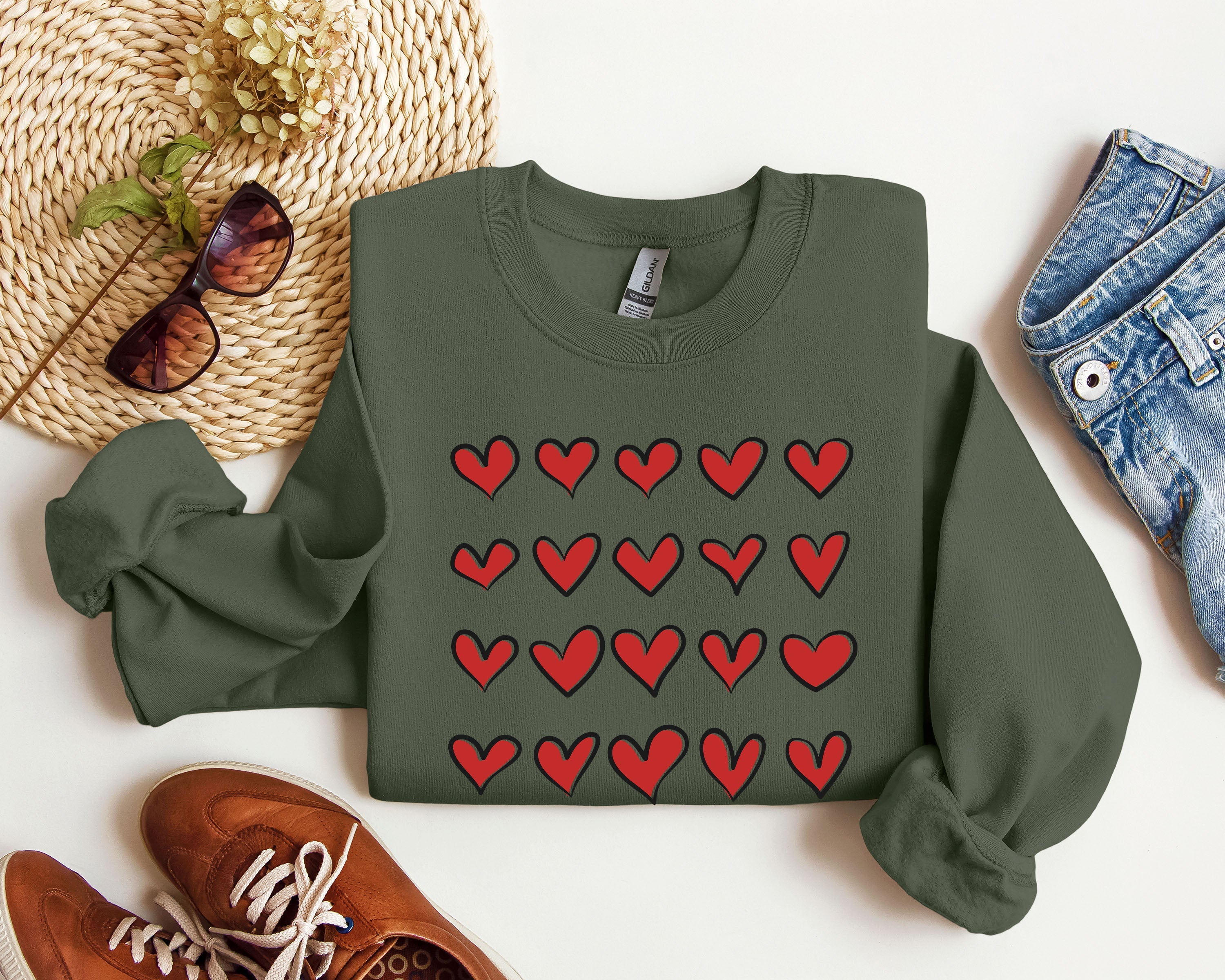 Mini Red Hearts Retro Valentine's Day Love Theme Extra Cozy Ultra Soft Fleece Sweatshirt
