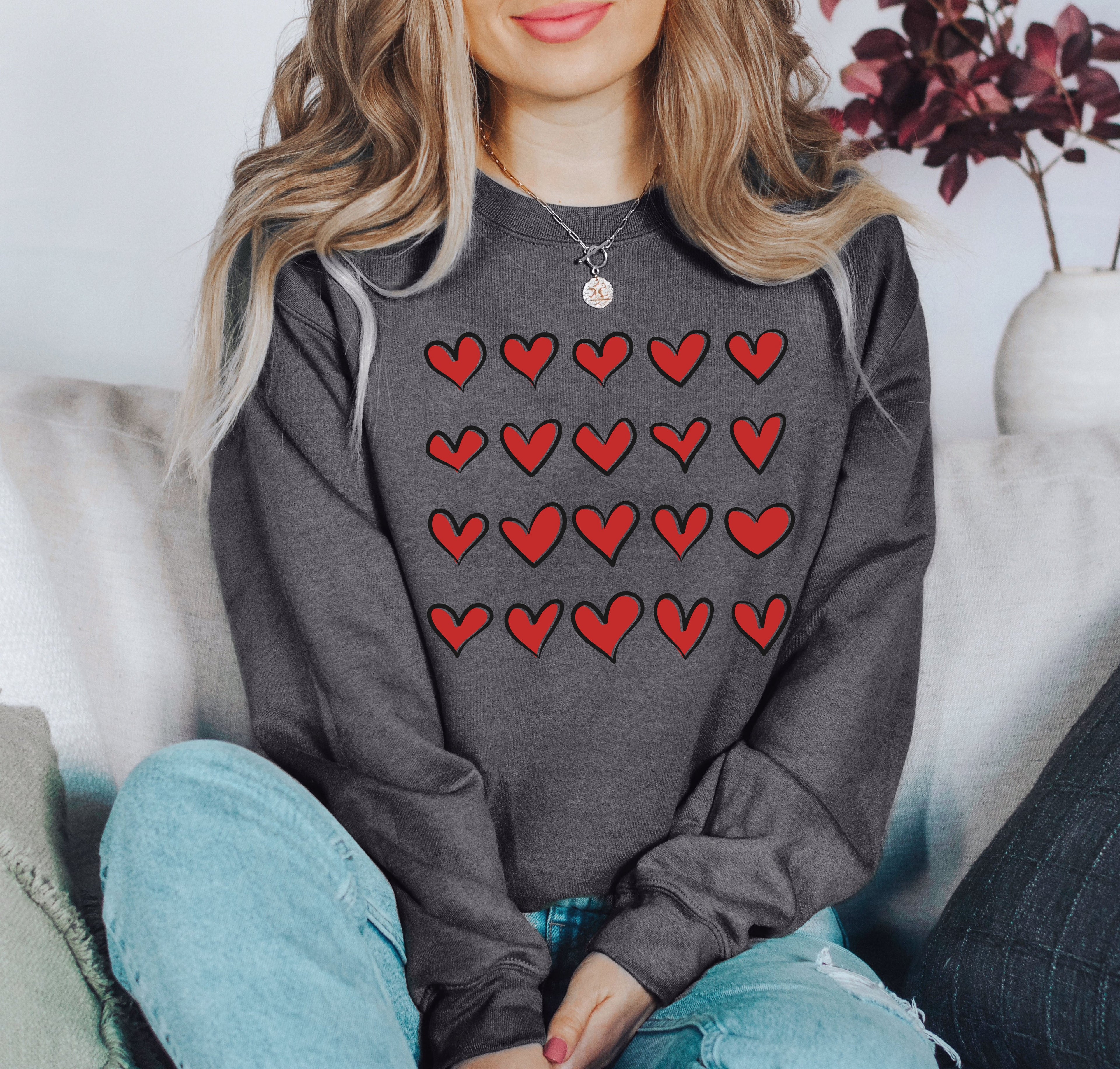 Mini Red Hearts Retro Valentine's Day Love Theme Extra Cozy Ultra Soft Fleece Sweatshirt