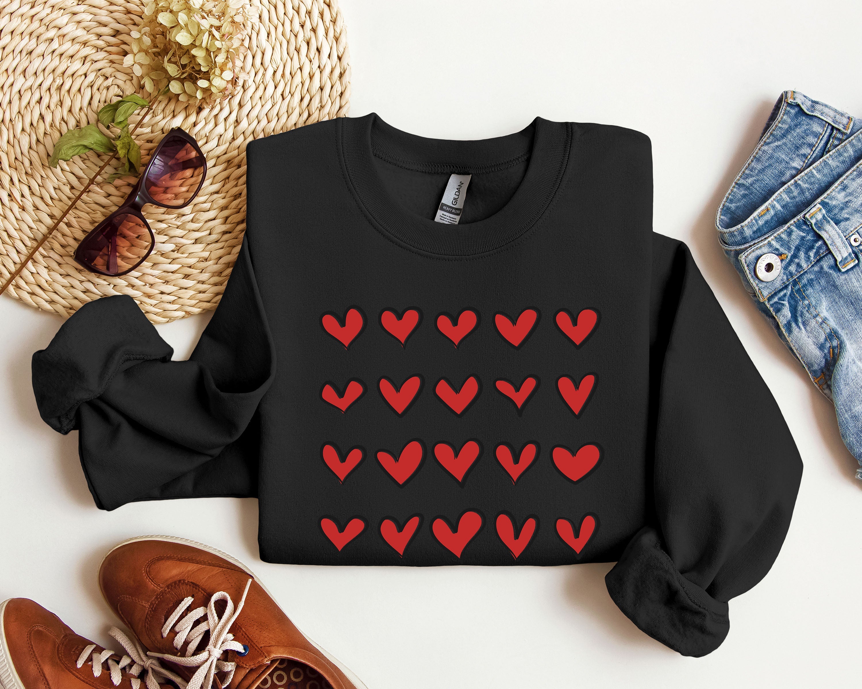 Mini Red Hearts Retro Valentine's Day Love Theme Extra Cozy Ultra Soft Fleece Sweatshirt