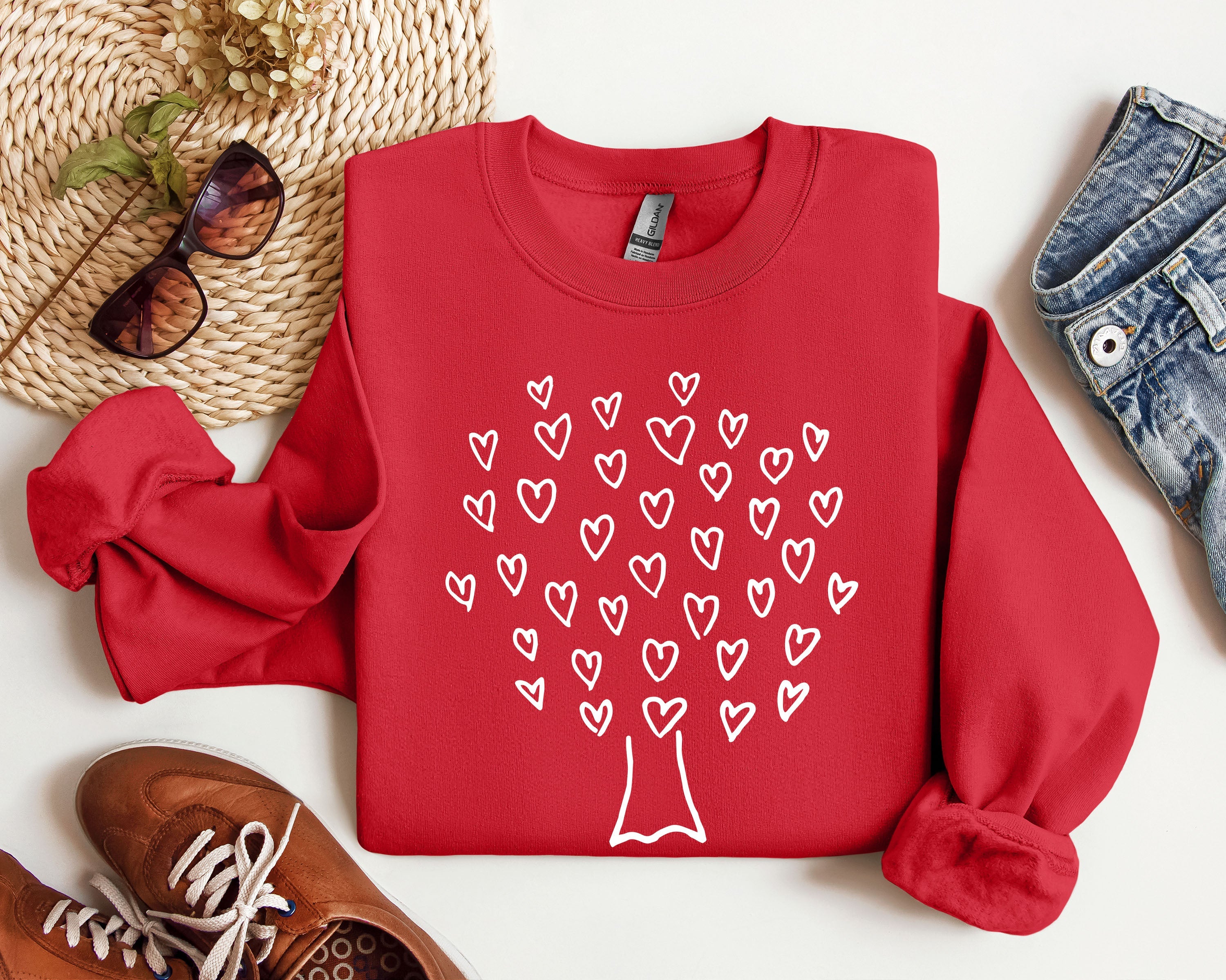 Retro Heart Tree Vintage Valentine's Day Love Letter Edition Cozy Classic Sweatshirt