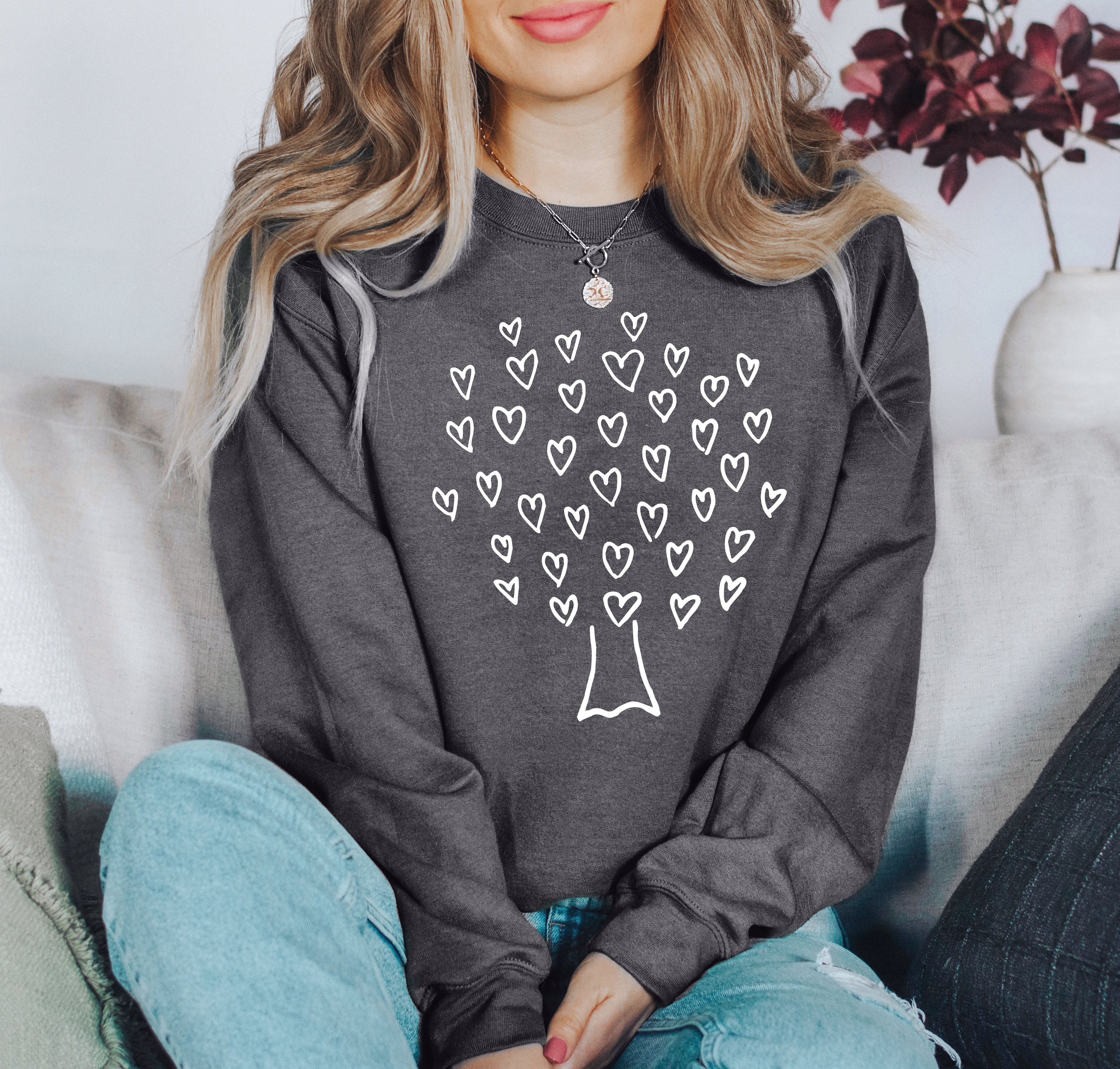 Retro Heart Tree Vintage Valentine's Day Love Letter Edition Cozy Classic Sweatshirt