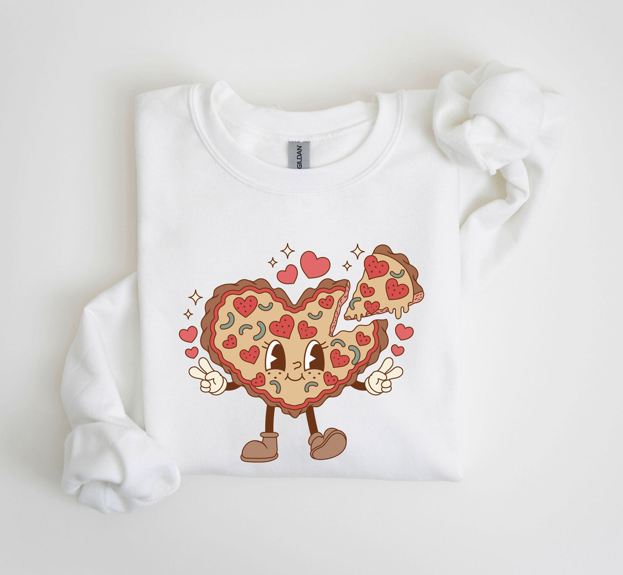 Retro Heart Pie Vintage Valentine's Day Love Theme Cozy Nostalgic Graphic Print Sweatshirt