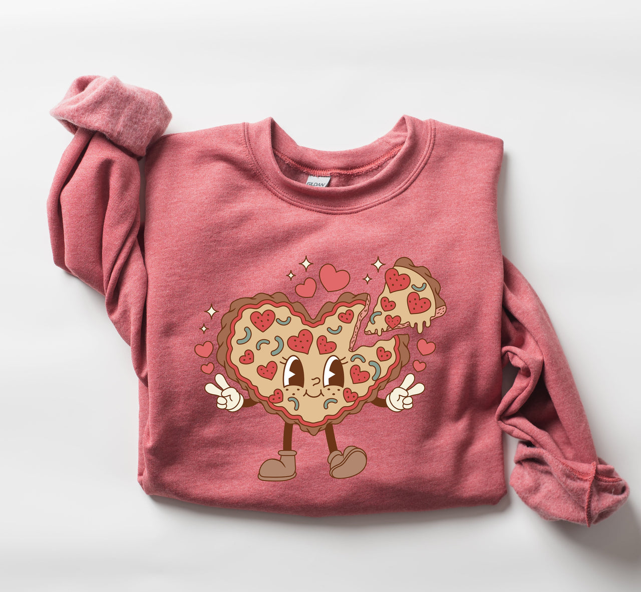 Retro Heart Pie Vintage Valentine's Day Love Theme Cozy Nostalgic Graphic Print Sweatshirt