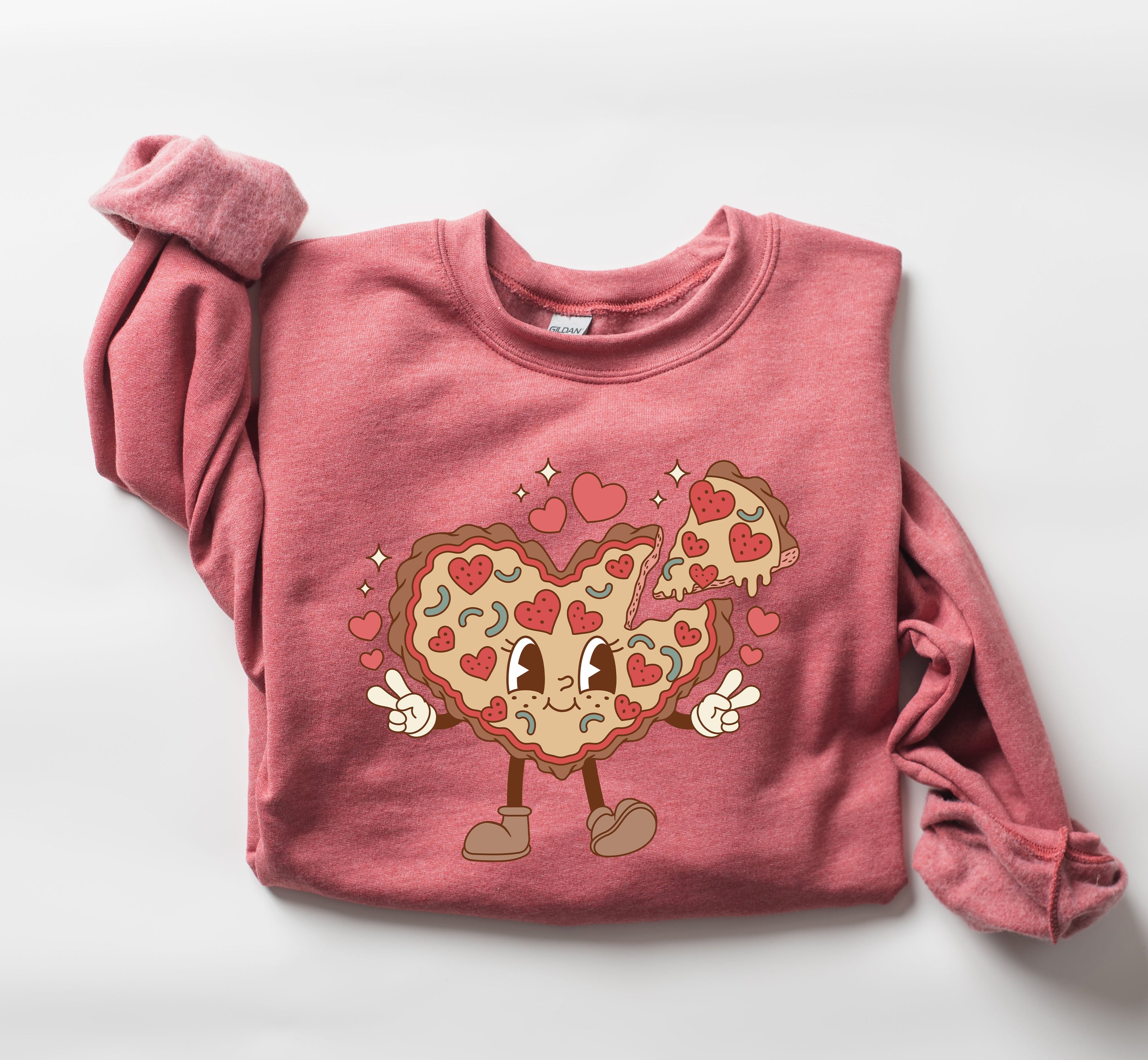 Retro Heart Pie Vintage Valentine's Day Love Theme Cozy Nostalgic Graphic Print Sweatshirt