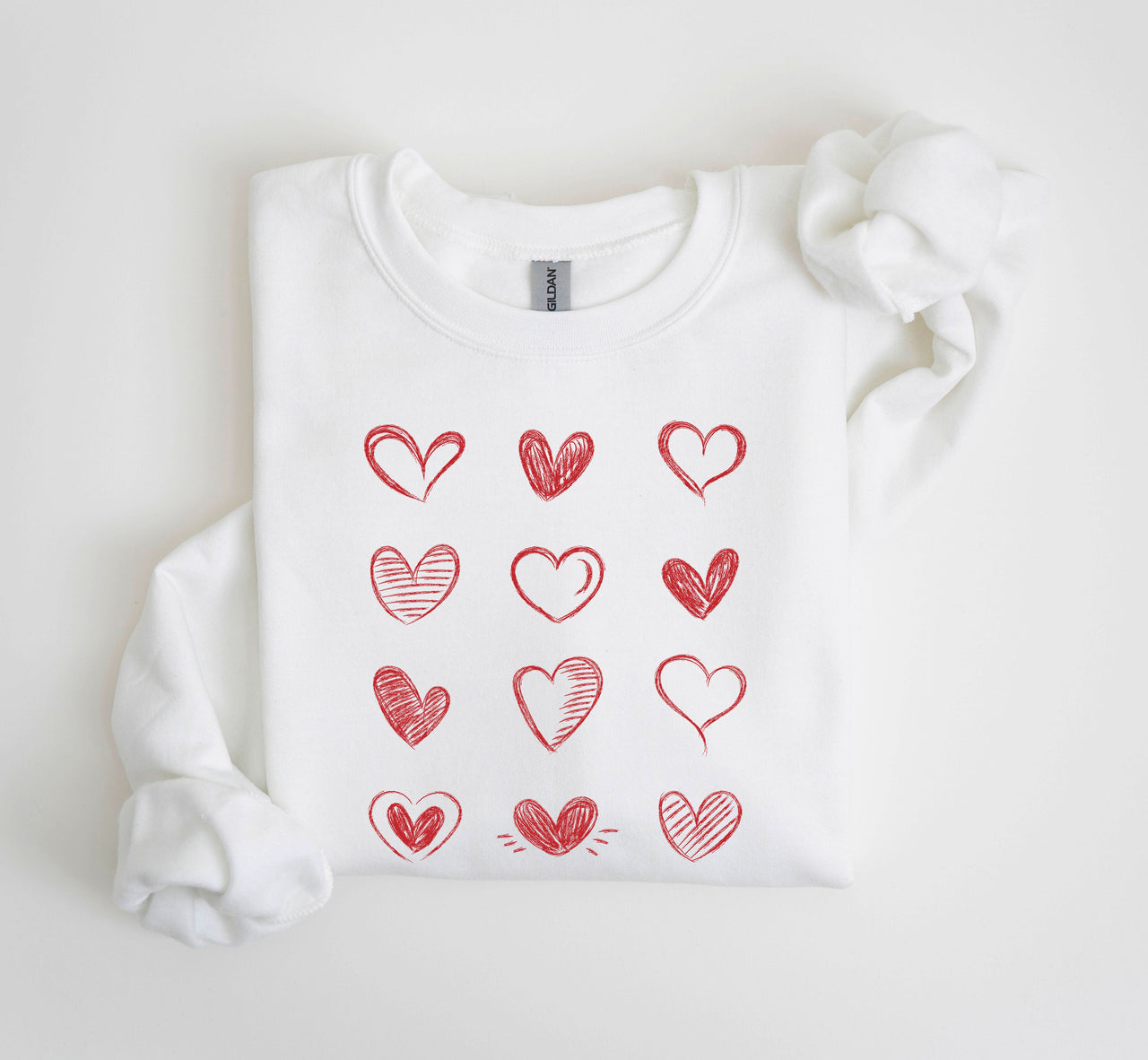 Retro Chic Hearts Vintage Valentine's Day Nostalgic Romance Graphic Print Sweatshirt