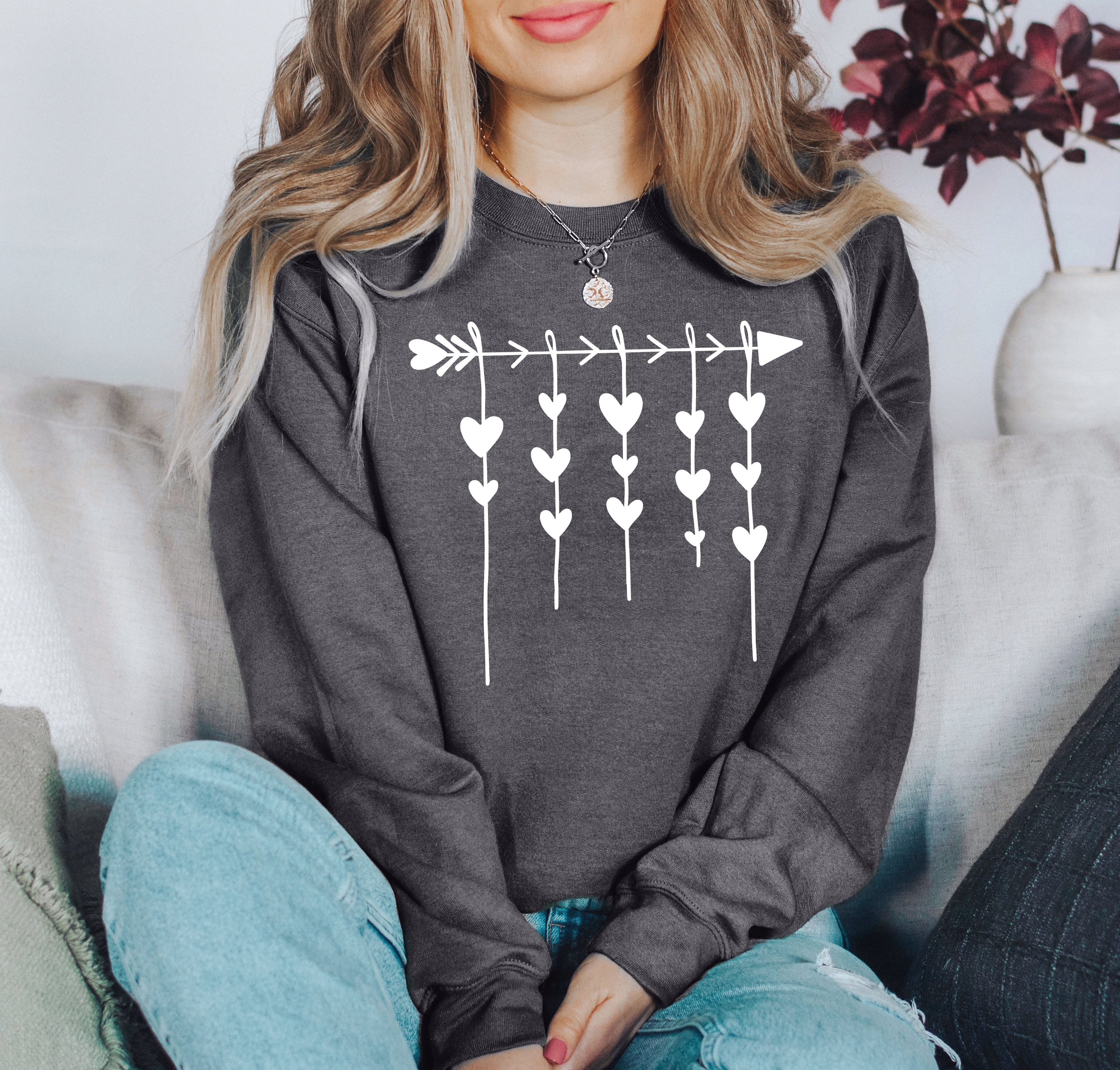 Retro Arrow and Hearts Vintage Valentine's Day Limited Edition Seasonal Graphic Sweatshirt