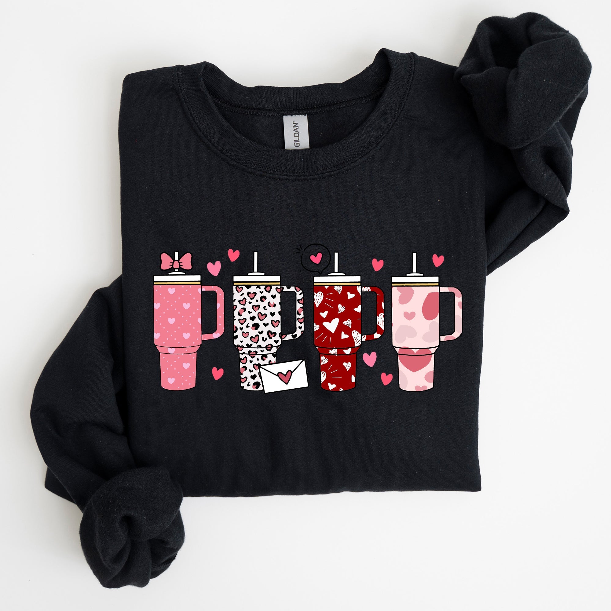 Valentine's Day Water Cup Hydration Cozy Graphic Theme All Day Comfort Sweatshirt