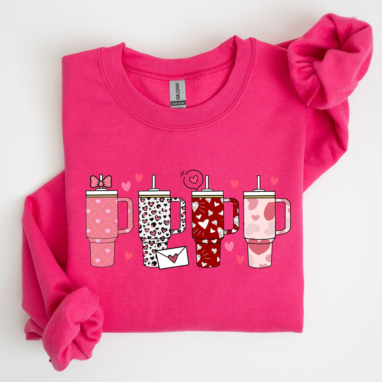 Valentine's Day Water Cup Hydration Cozy Graphic Theme All Day Comfort Sweatshirt