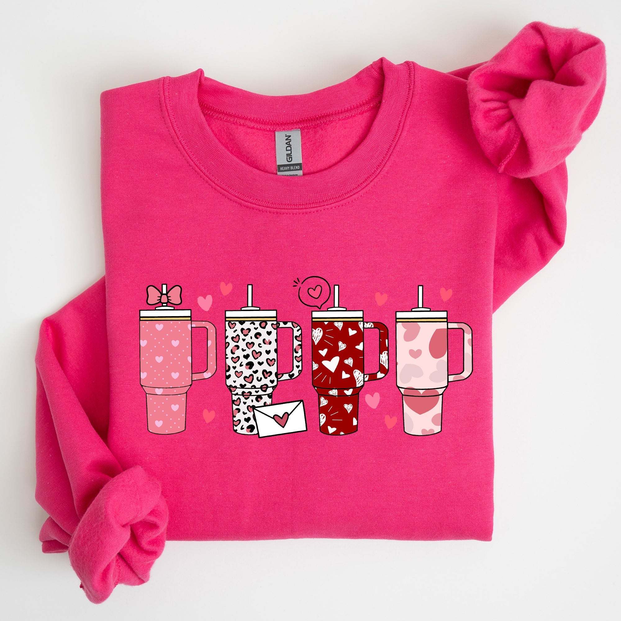 Valentine's Day Water Cup Hydration Cozy Graphic Theme All Day Comfort Sweatshirt