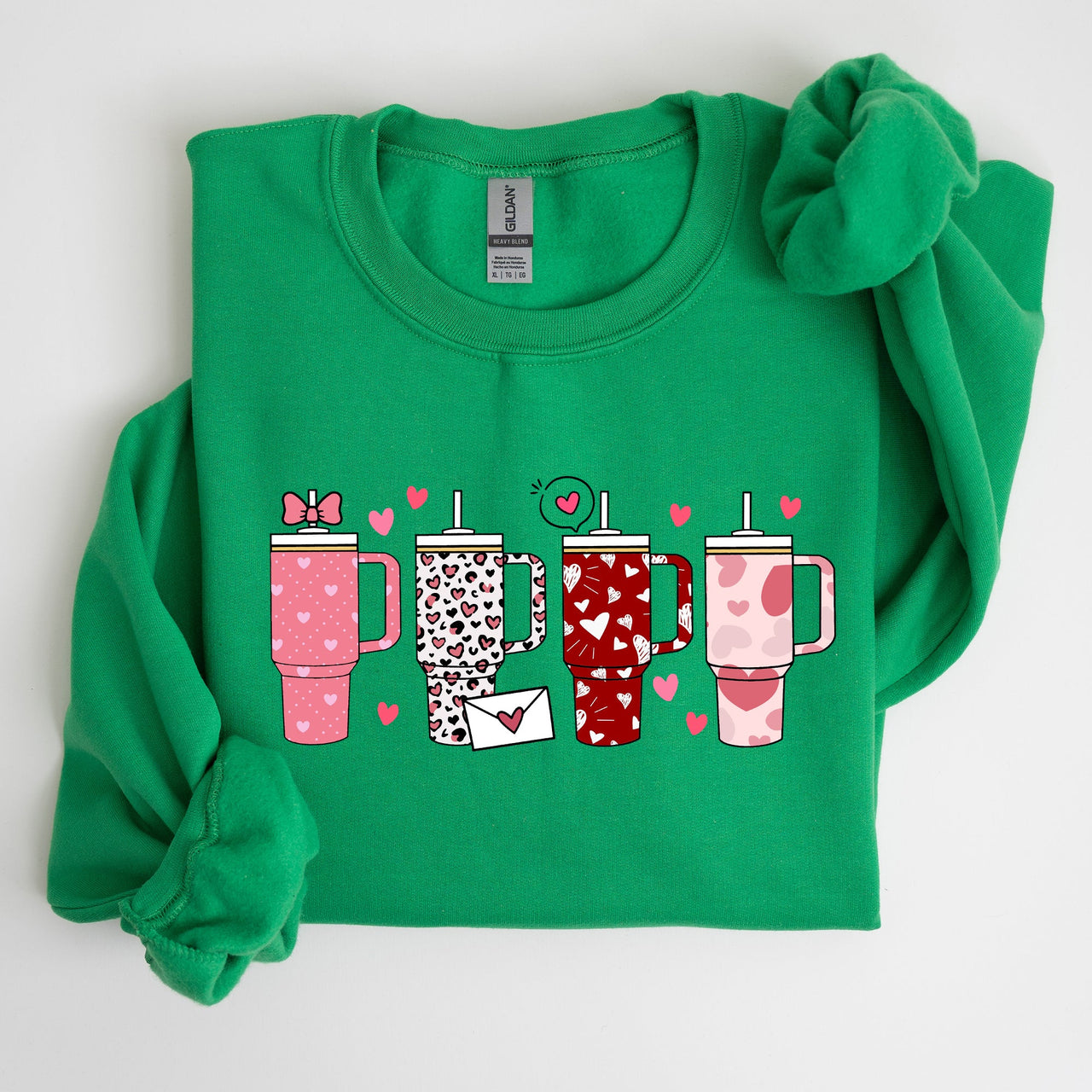 Valentine's Day Water Cup Hydration Cozy Graphic Theme All Day Comfort Sweatshirt