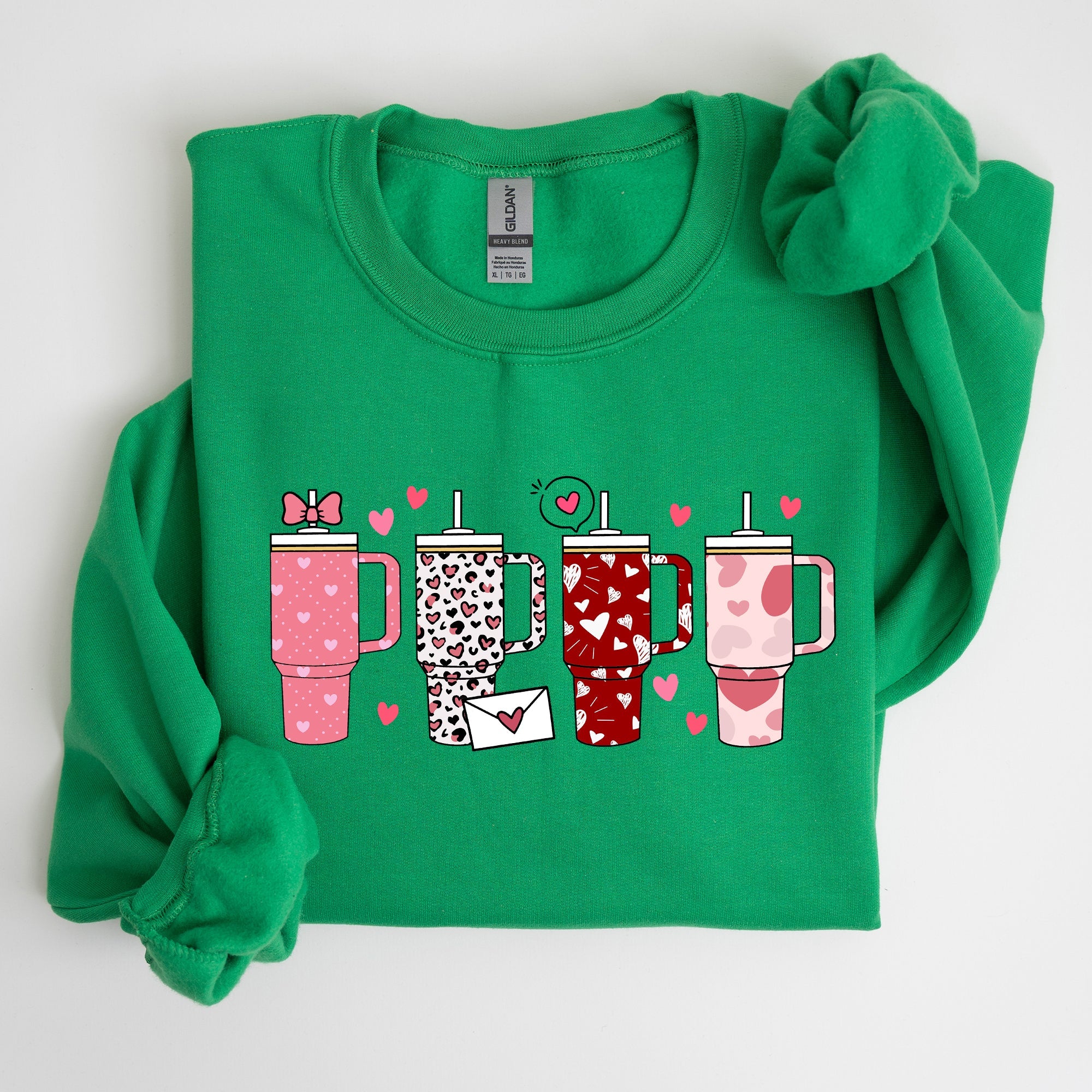 Valentine's Day Water Cup Hydration Cozy Graphic Theme All Day Comfort Sweatshirt