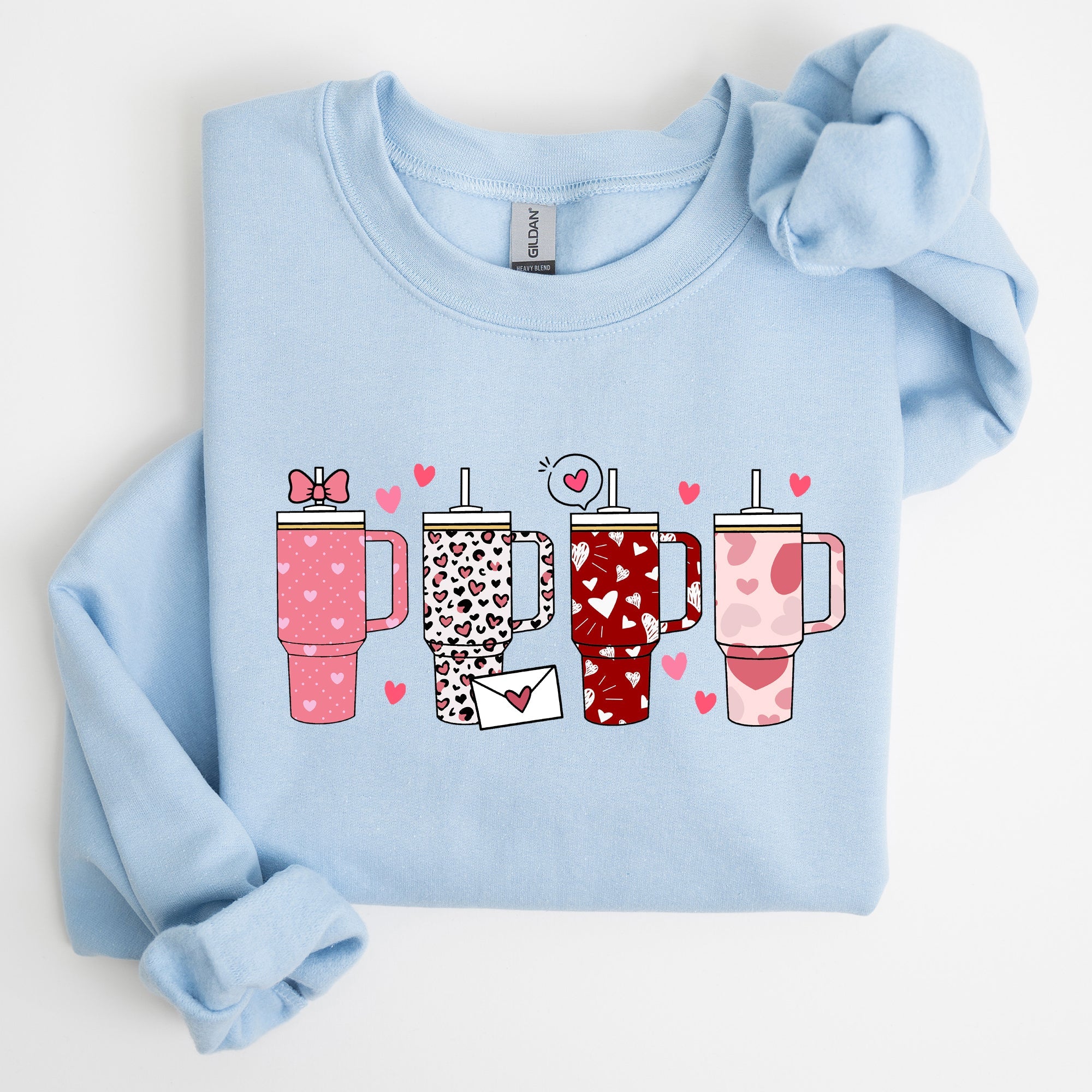 Valentine's Day Water Cup Hydration Cozy Graphic Theme All Day Comfort Sweatshirt