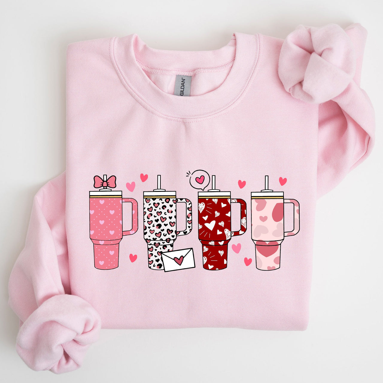 Valentine's Day Water Cup Hydration Cozy Graphic Theme All Day Comfort Sweatshirt