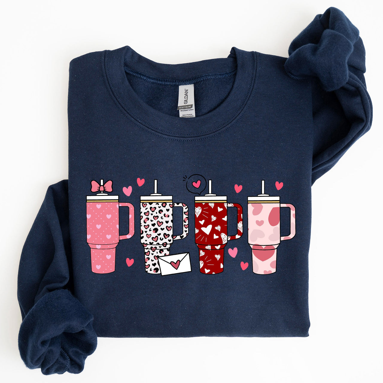 Valentine's Day Water Cup Hydration Cozy Graphic Theme All Day Comfort Sweatshirt