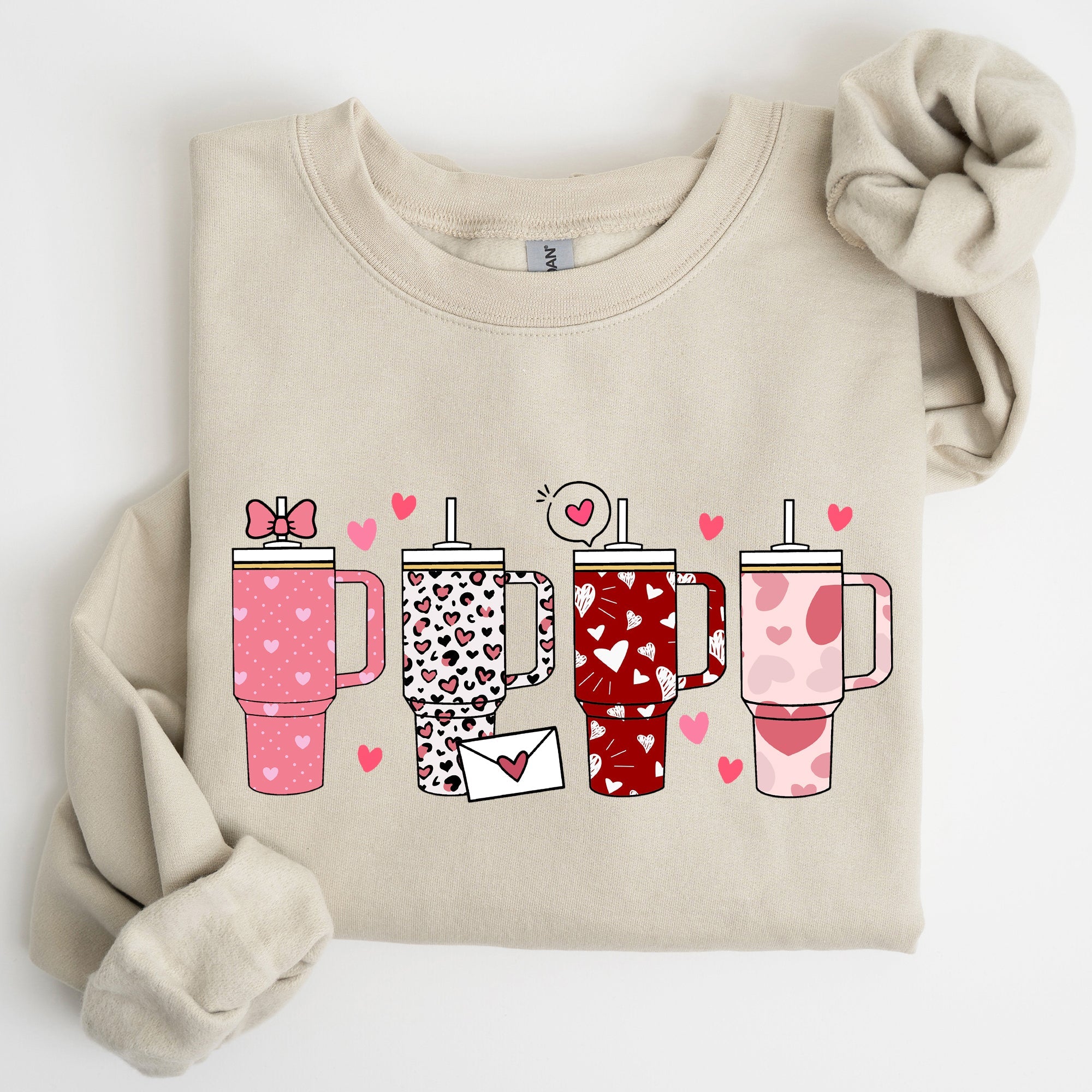 Valentine's Day Water Cup Hydration Cozy Graphic Theme All Day Comfort Sweatshirt
