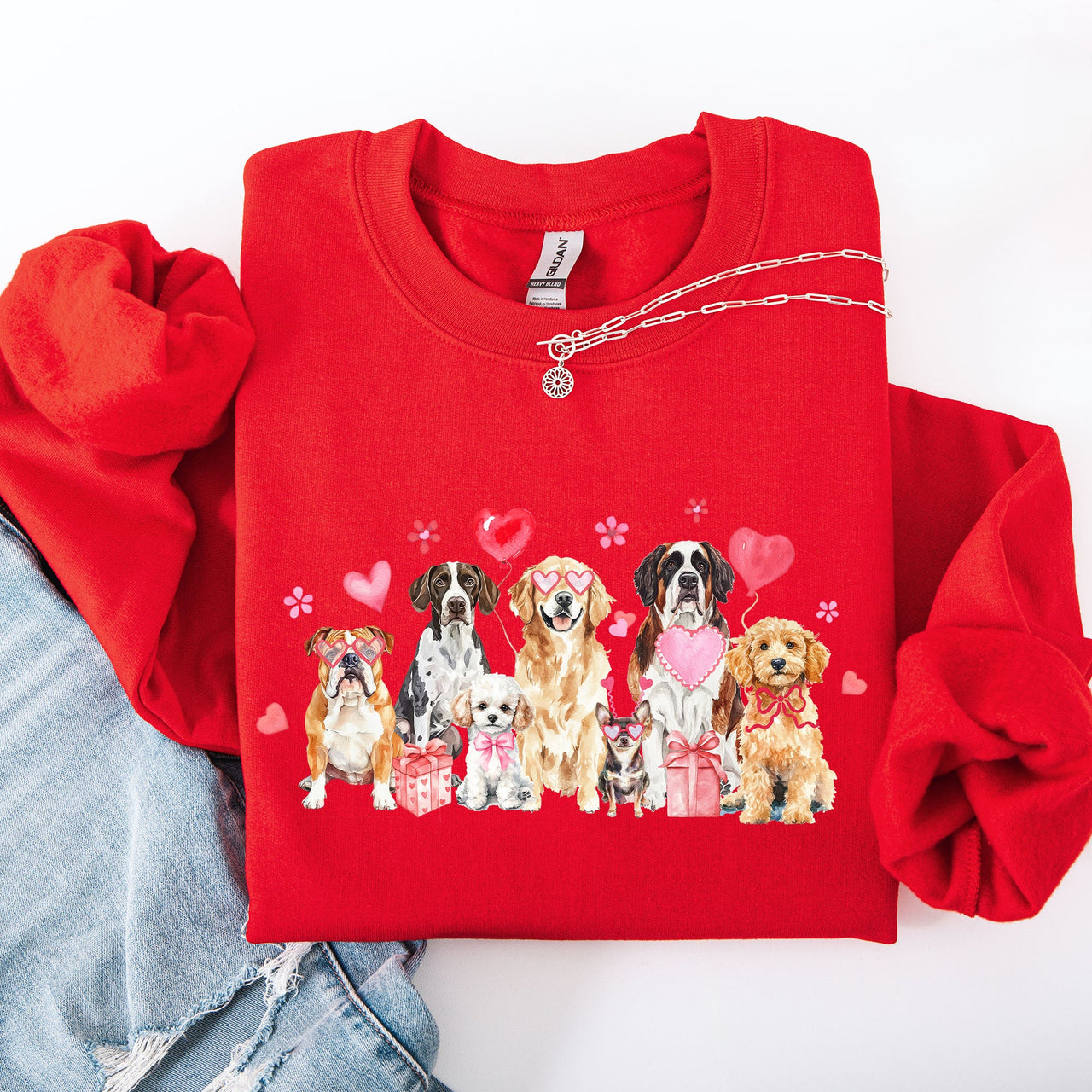 Valentine's Dogs Hearts Love Animal Lovers Plush Ultra Cozy For Pet Owners Sweatshirt