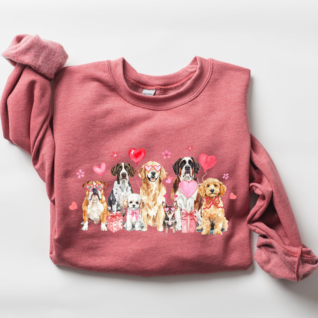 Valentine's Dogs Hearts Love Animal Lovers Plush Ultra Cozy For Pet Owners Sweatshirt
