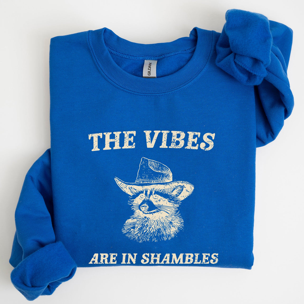 Vibes Are In Shambles Raccoon Meme Collector's Edition Cozy Nights Limited Run Sweatshirt