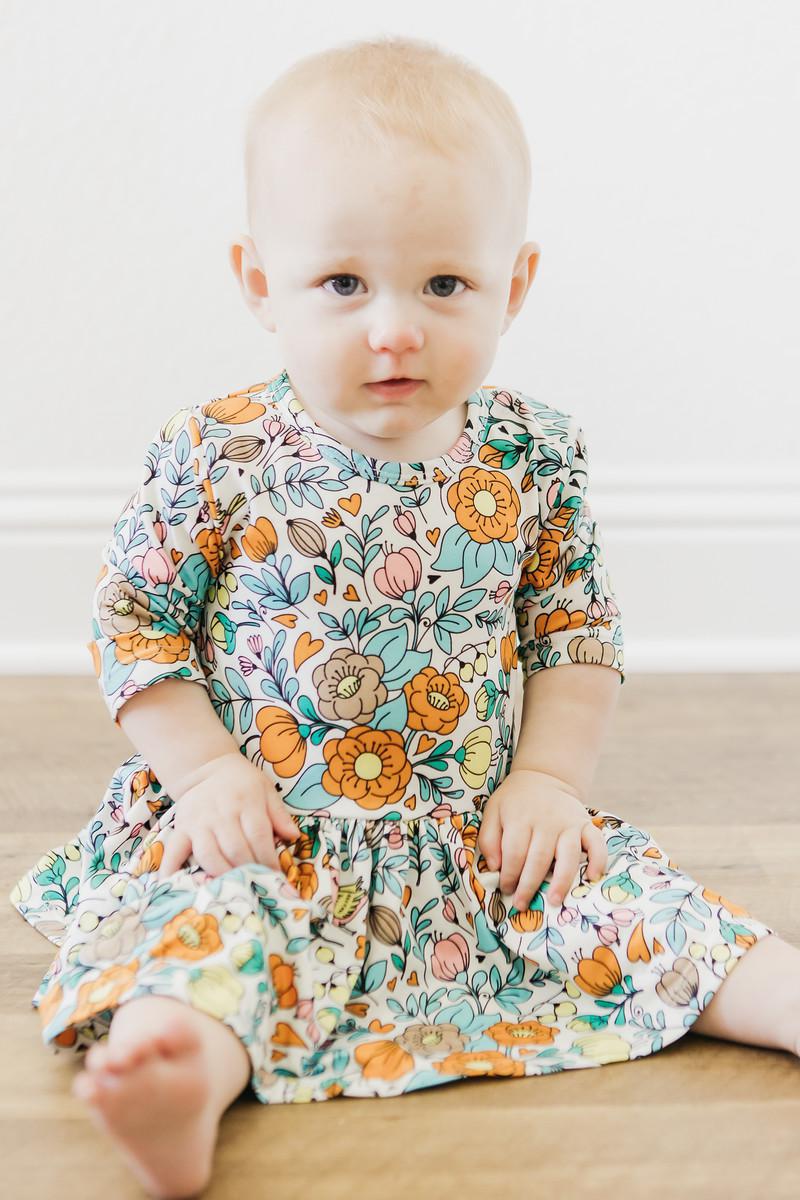 Vintage Vibes 3/4 Sleeve Twirl Bodysuit