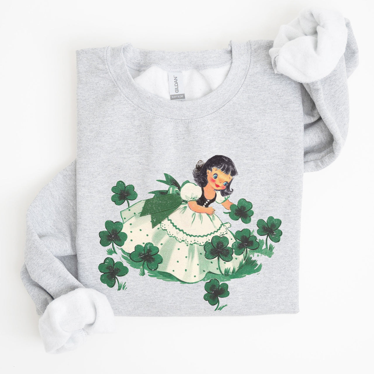 Clover Girl Shamrocks St Patrick's Day Festive Shamrock Print Cozy Holiday Sweatshirt