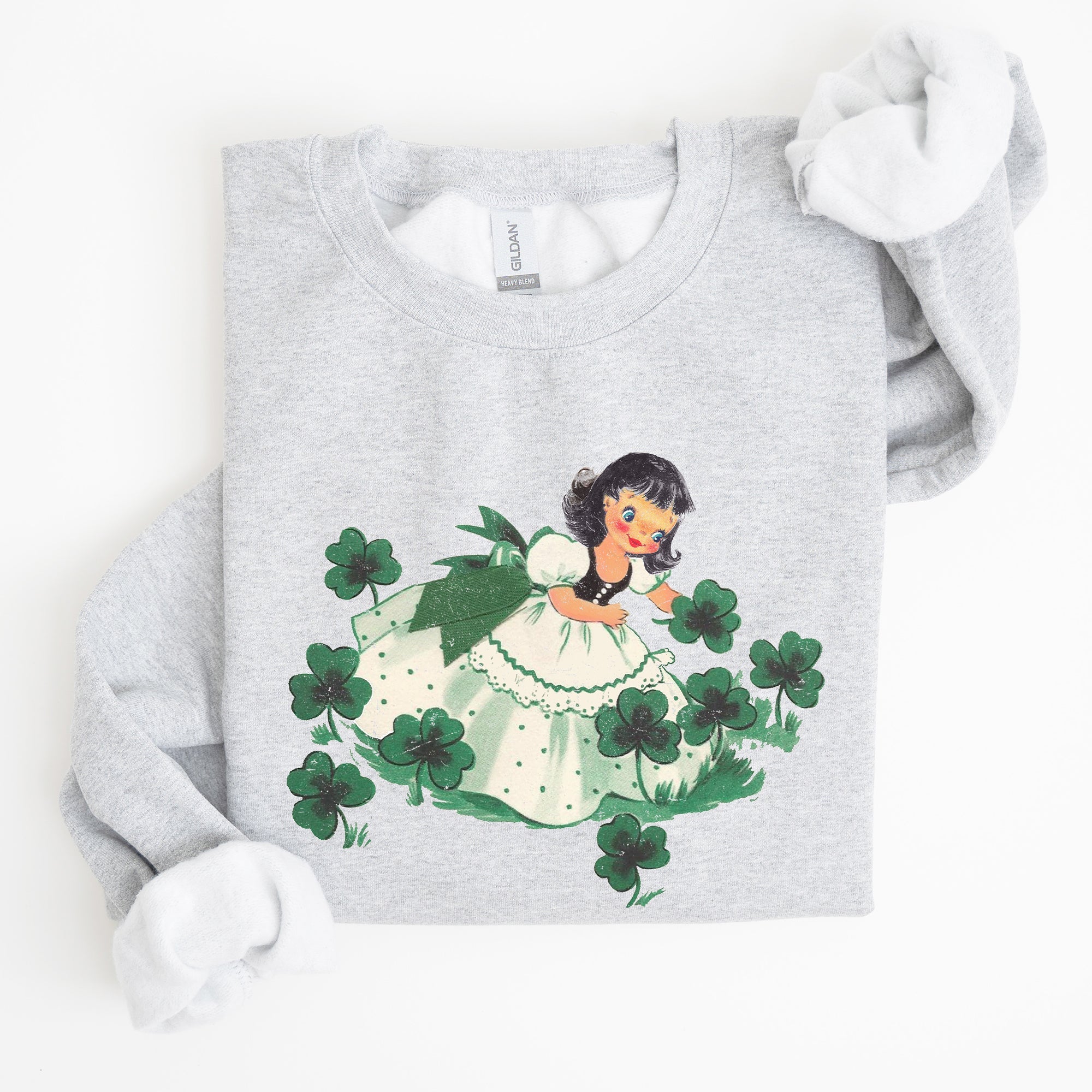 Clover Girl Shamrocks St Patrick's Day Festive Shamrock Print Cozy Holiday Sweatshirt