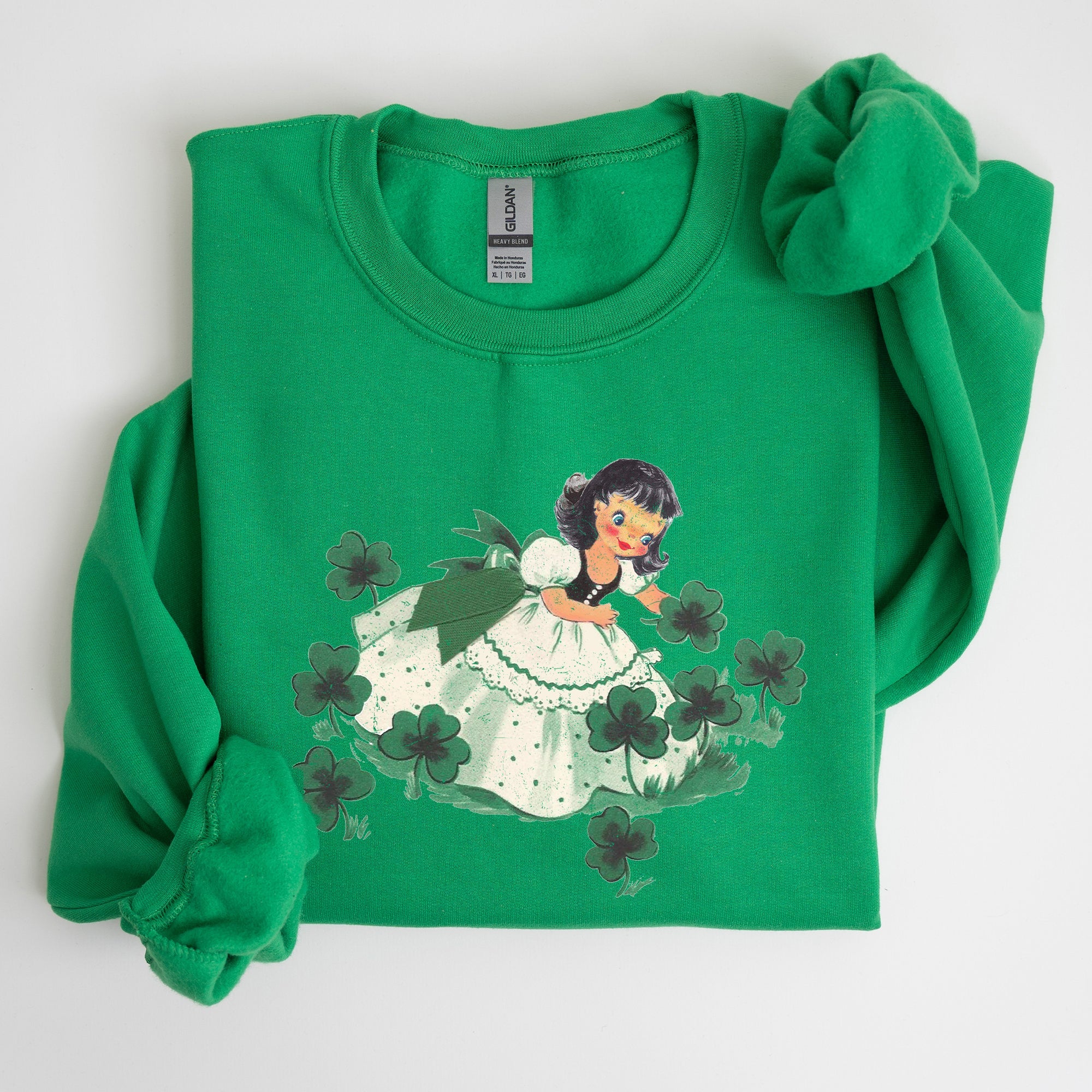 Clover Girl Shamrocks St Patrick's Day Festive Shamrock Print Cozy Holiday Sweatshirt