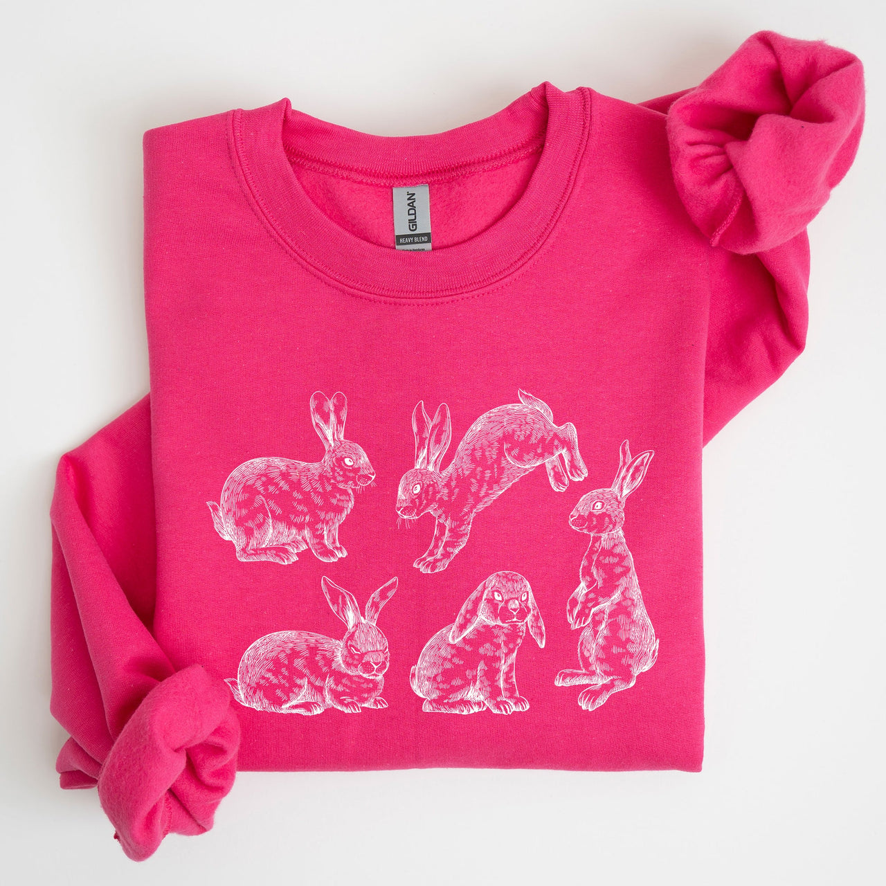 Vintage Easter Bunnies, Rabbit Illustration In Soft Vintage Print Graphic Sweatshirt