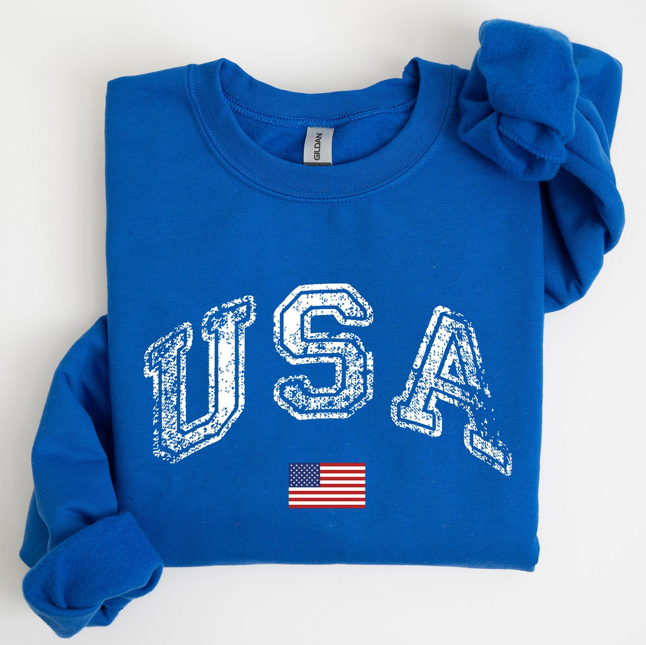 Vintage USA Retro Flag America Fourth Of July Patriotic Pride Emblem Independence Day Sweatshirt