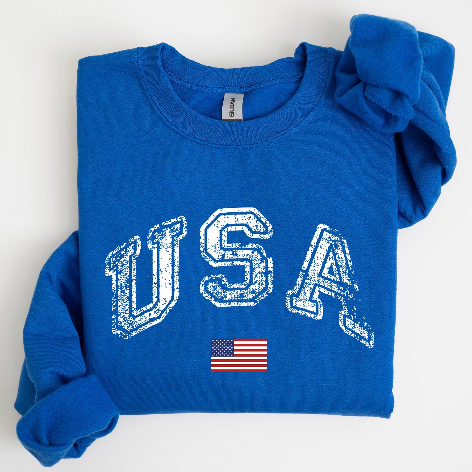 Vintage USA Retro Flag America Fourth Of July Patriotic Pride Emblem Independence Day Sweatshirt