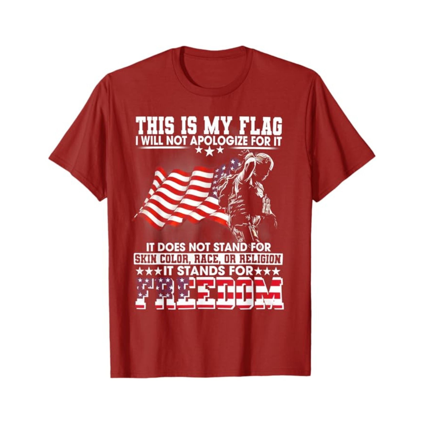 Vintage American Flag & Soldier T-Shirt - Patriotic Military Print Tee, Unisex US Veteran Apparel