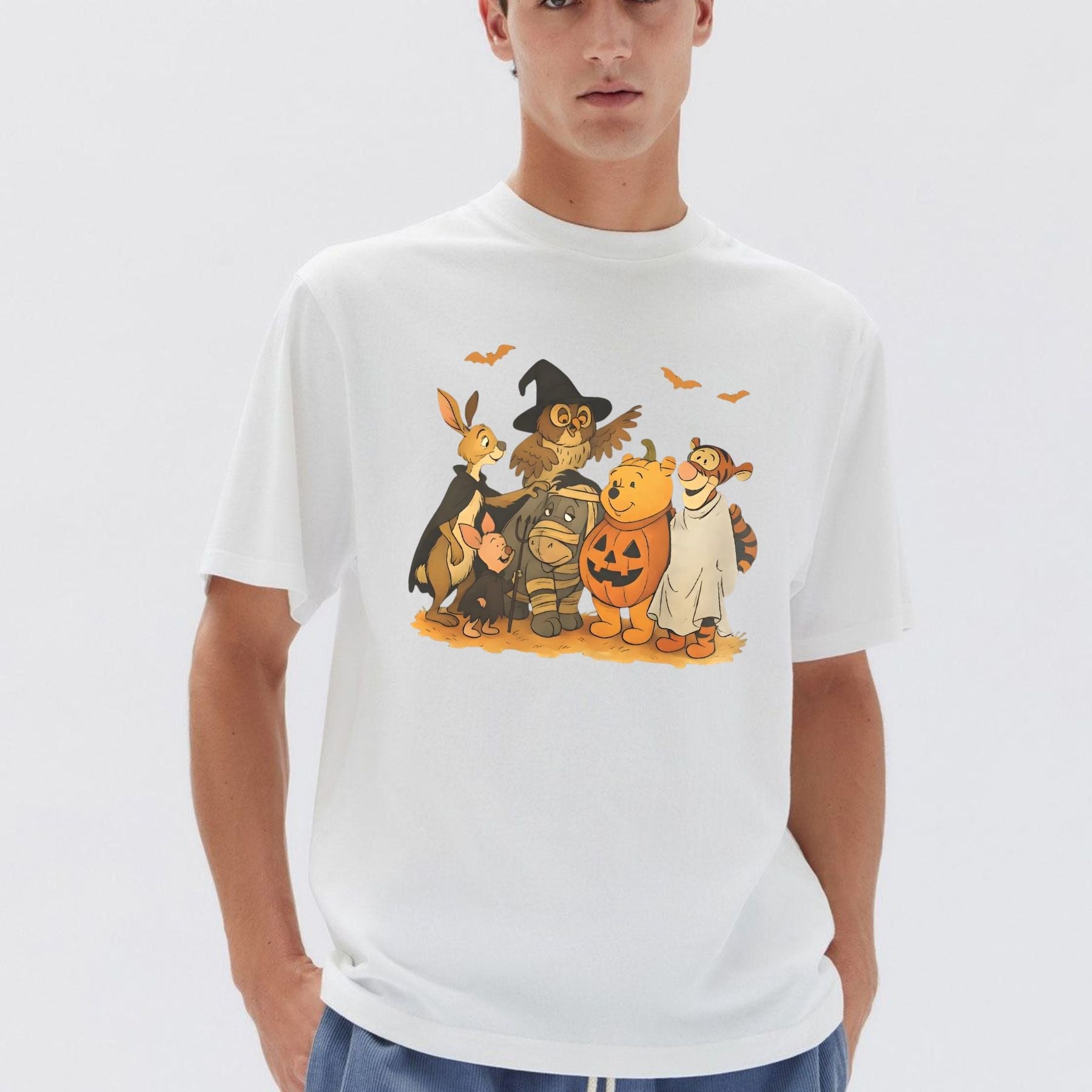 Vintage Halloween Animal Friends T-Shirt - Retro Cartoon Fall Tee, Cute & Spooky Collectors Apparel