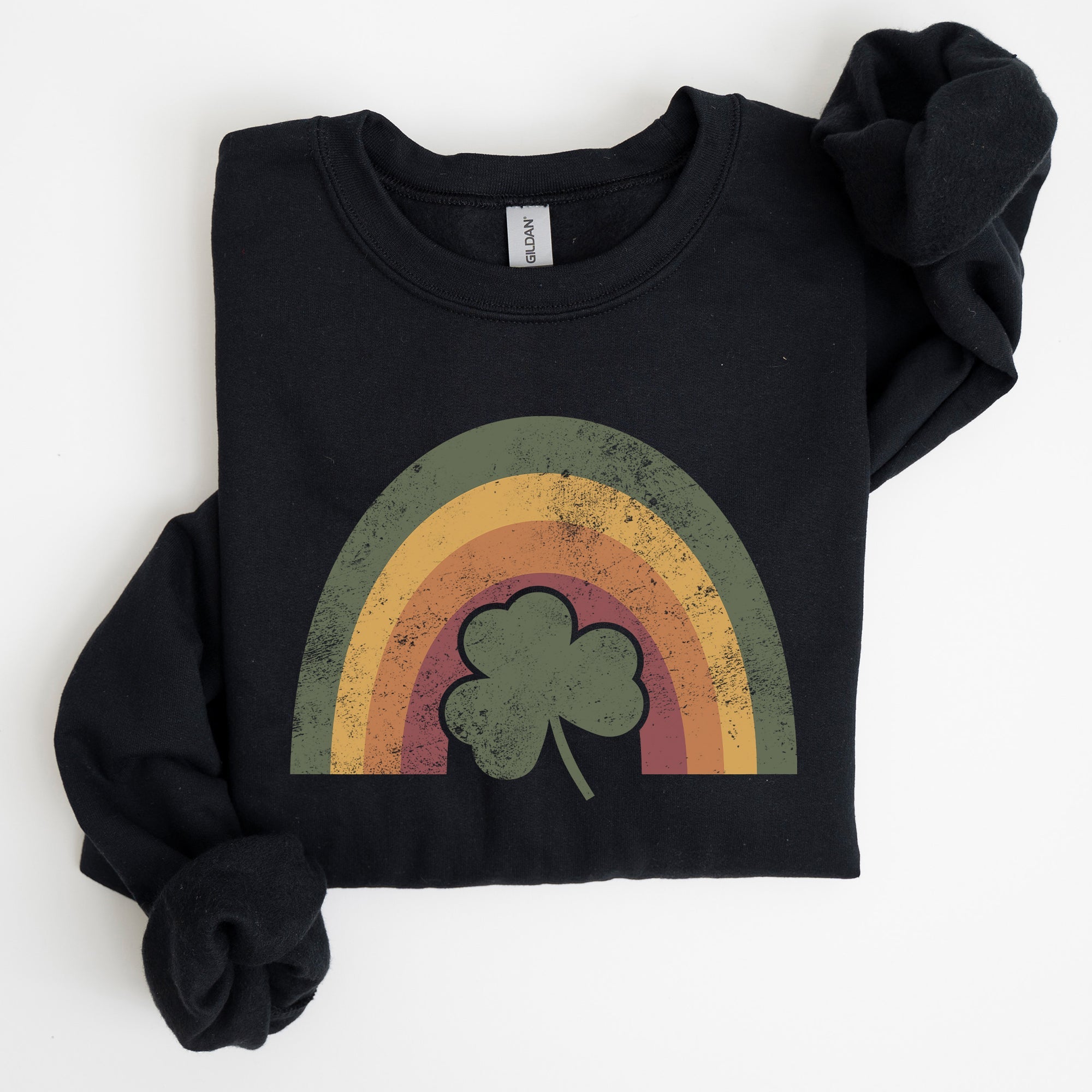Cozy Vintage Retro St Patrick's Day Rainbow Irish Lucky Premium Classic Sweatshirt