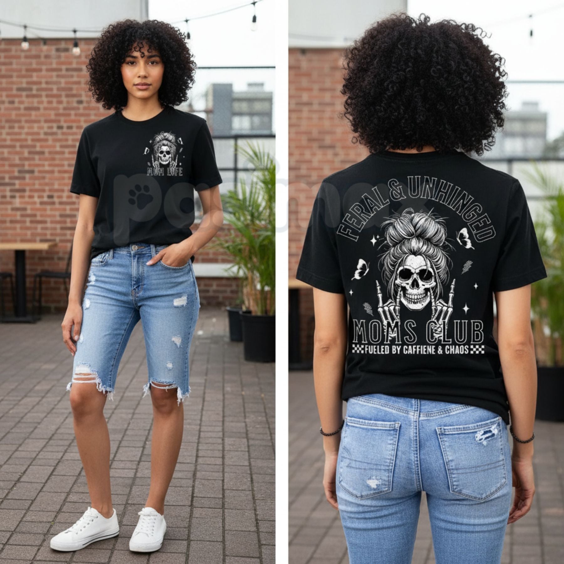 Vintage Skeleton Coffee Mom T-Shirt - Feral and Unhinged Moms Club Grunge Tee, Premium 100% Cotton Gothic Motherhood Shirt, Retro Spooky Aesthetic Mom Gift, Coffee-Obsessed Skeleton Graphic Top, Comfortable Lived-In Mama Streetwear