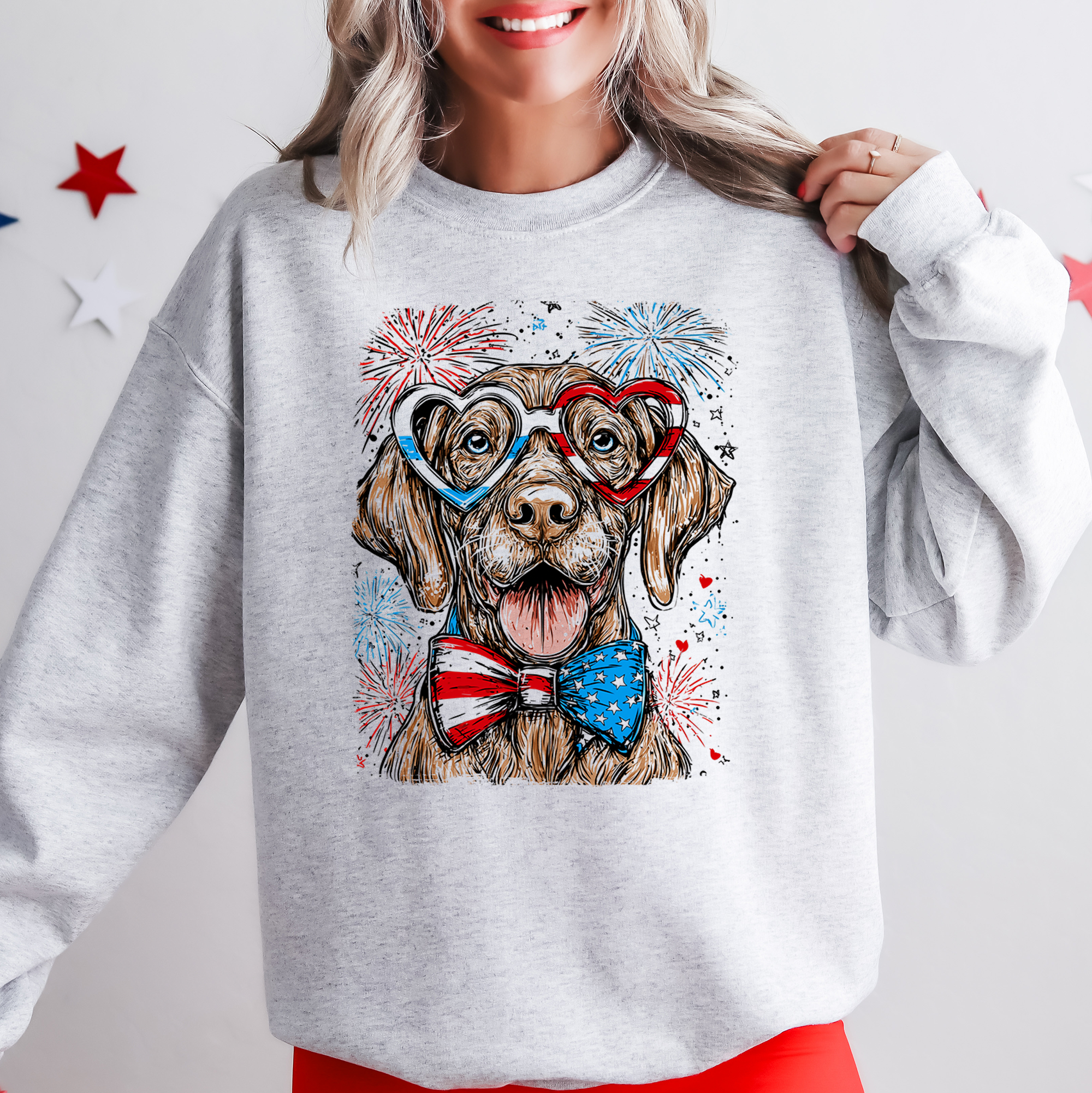 Vizsla Patriotic Dog Usa America Pet Lover 4th Of July Flag Emblem Classic Collection Sweatshirt