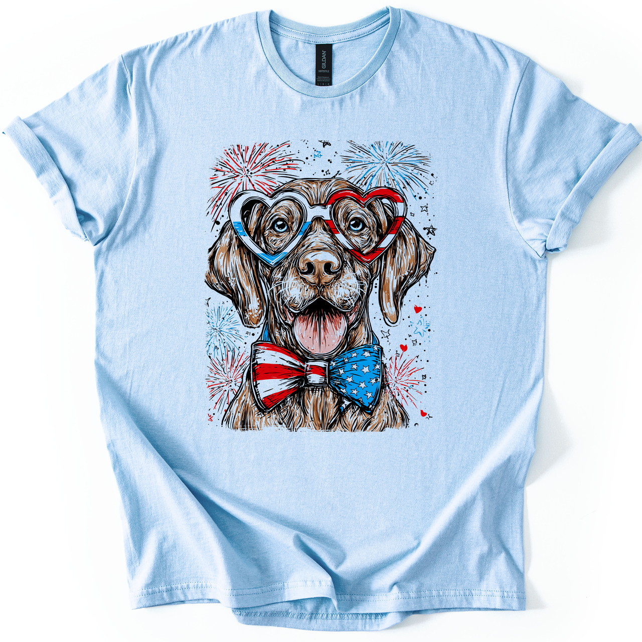Vizsla Patriotic Dog American Pride Fourth Of July USA Flag National Holiday Graphic Tee