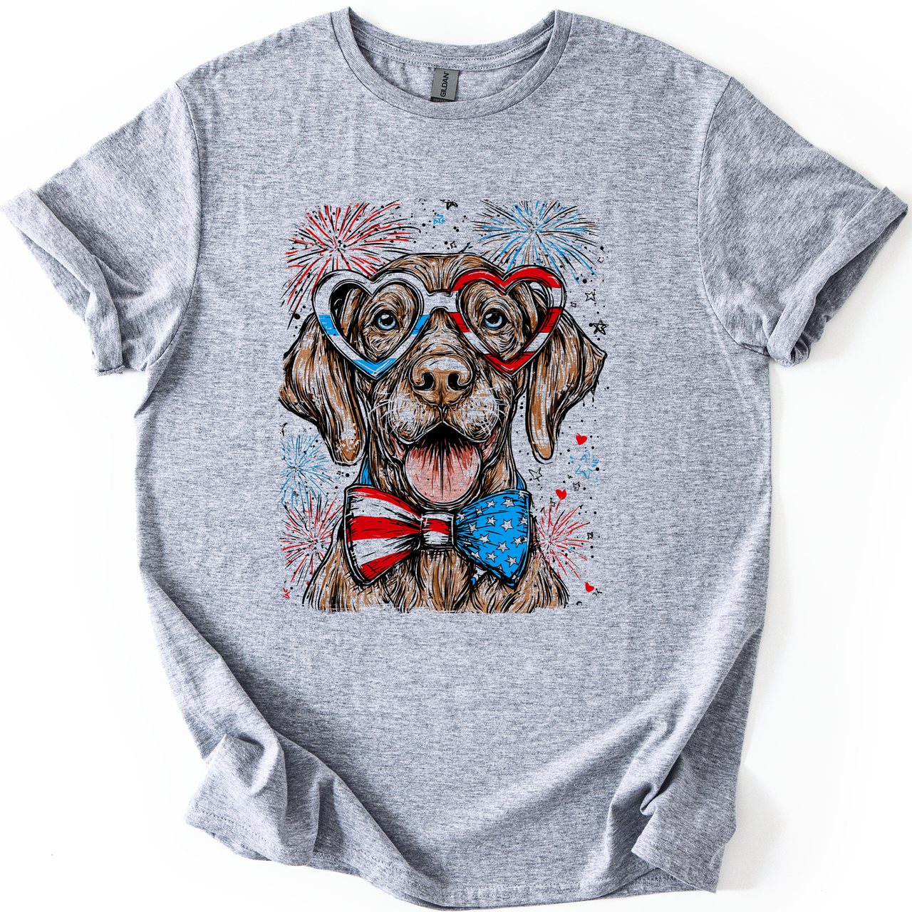 Vizsla Patriotic Dog American Pride Fourth Of July USA Flag National Holiday Graphic Tee