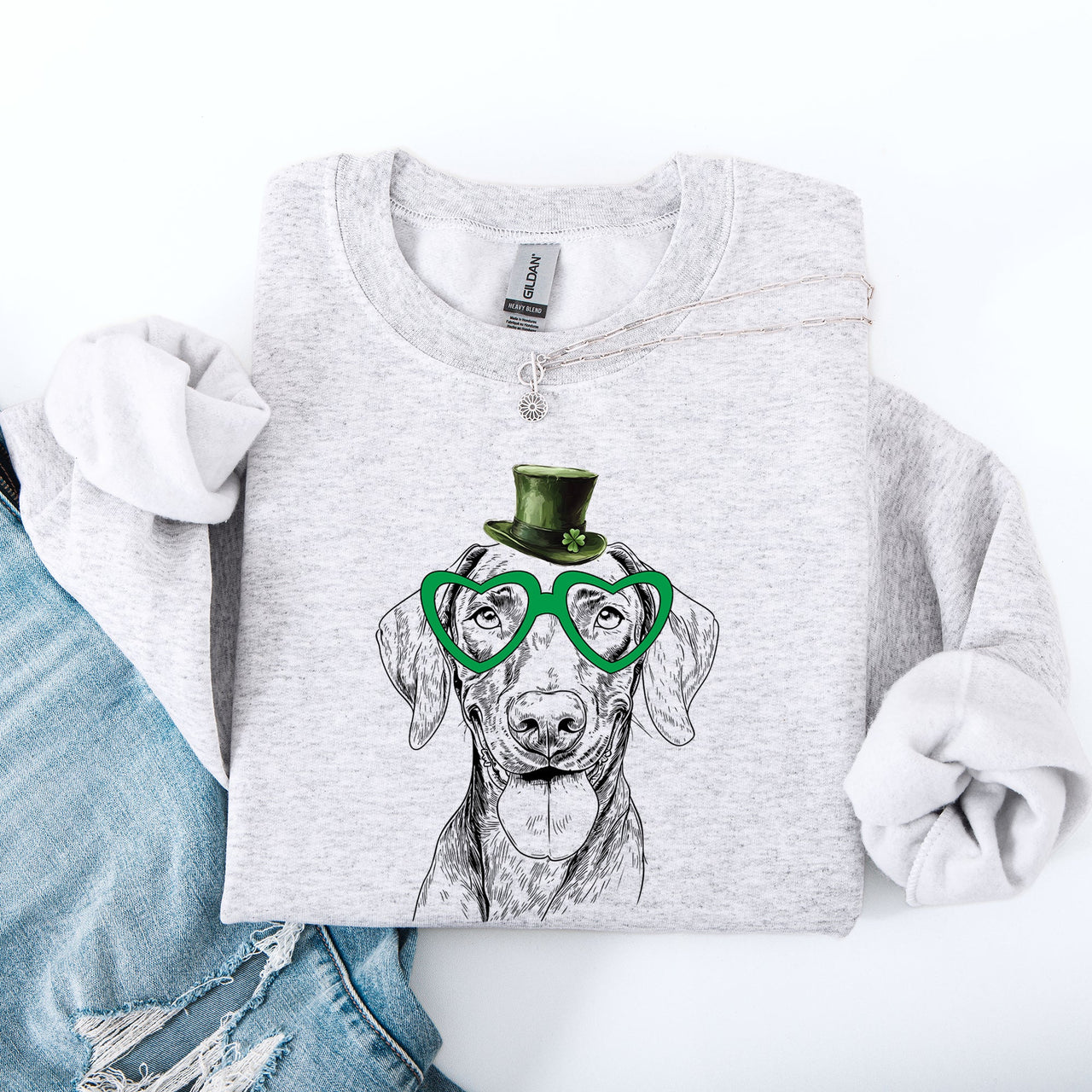 Vizsla Adorable Dog St Patrick's Day Irish Pride Vizsla Lovers Cozy Everyday Sweatshirt