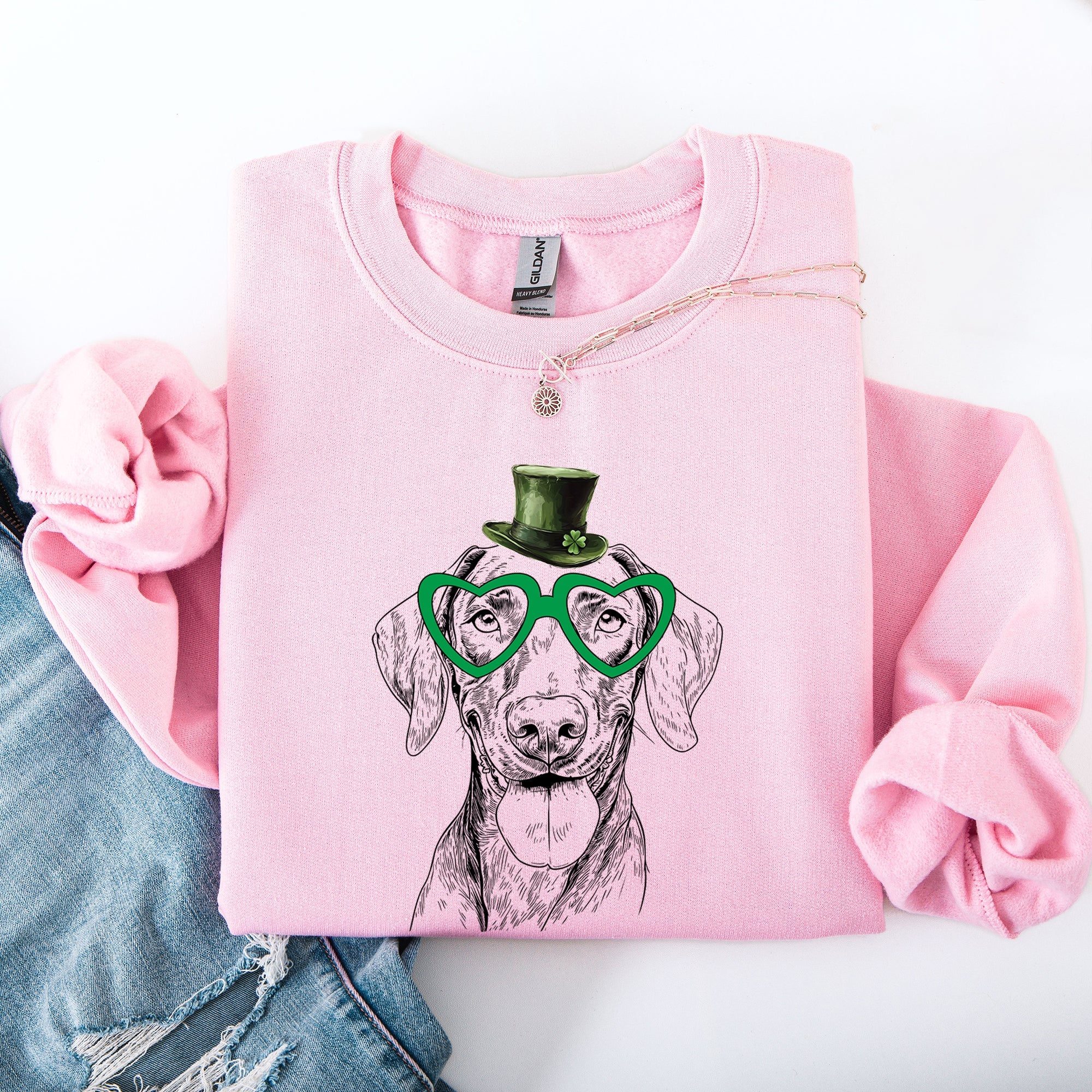 Vizsla Adorable Dog St Patrick's Day Irish Pride Vizsla Lovers Cozy Everyday Sweatshirt