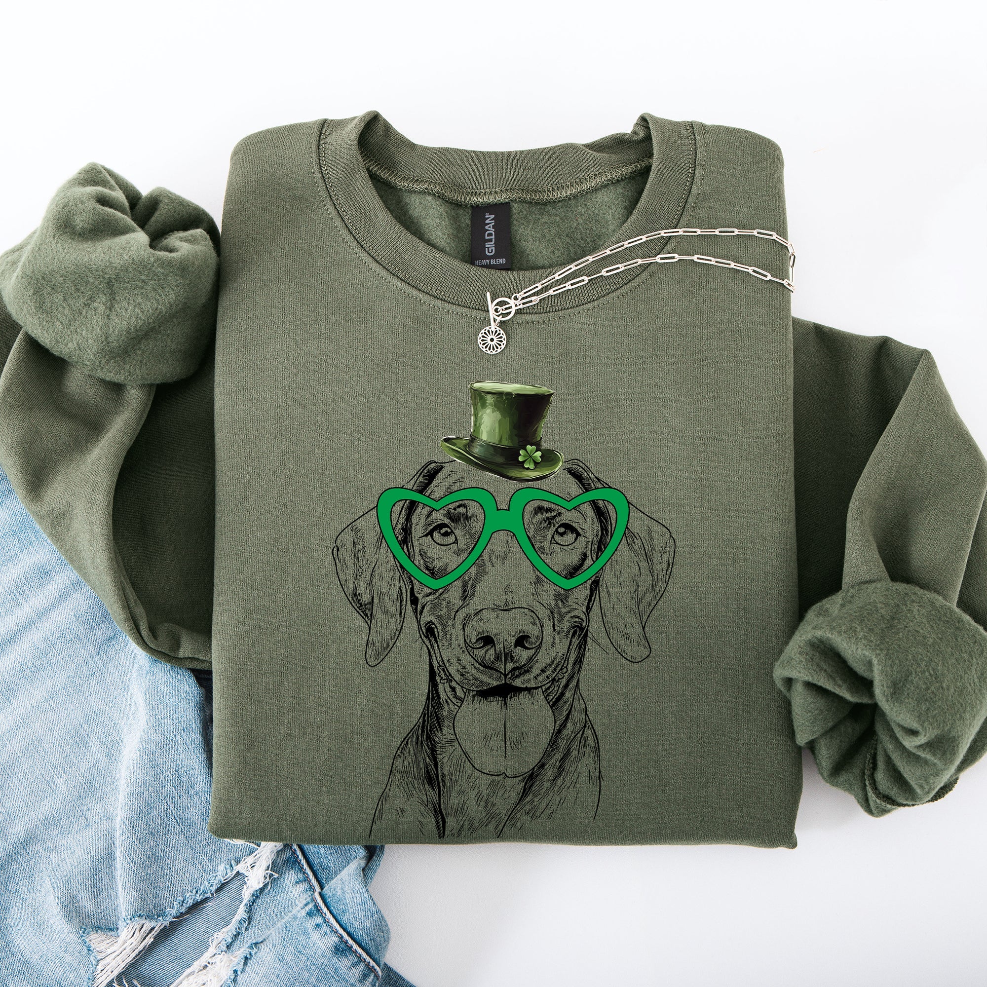 Vizsla Adorable Dog St Patrick's Day Irish Pride Vizsla Lovers Cozy Everyday Sweatshirt