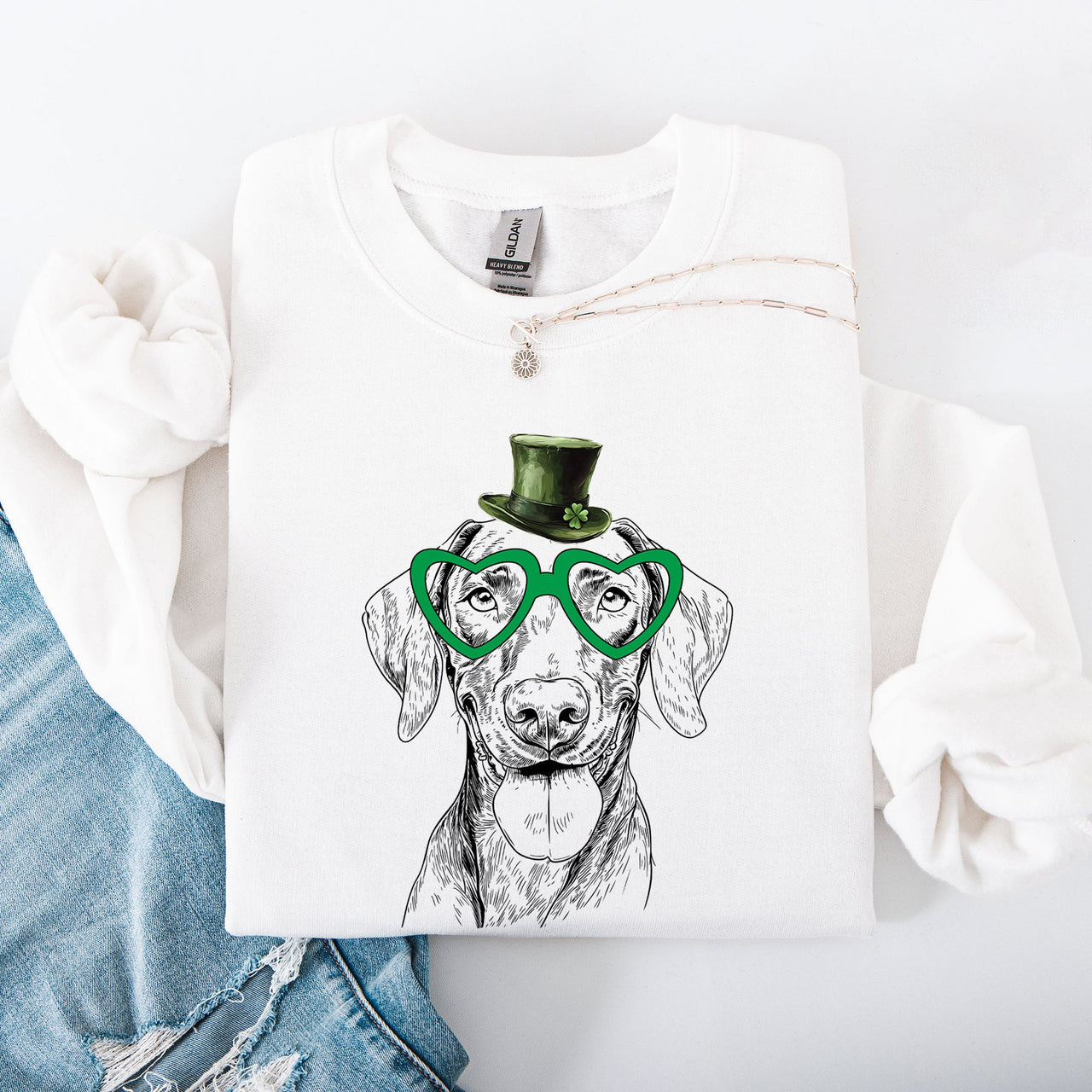 Vizsla Adorable Dog St Patrick's Day Irish Pride Vizsla Lovers Cozy Everyday Sweatshirt