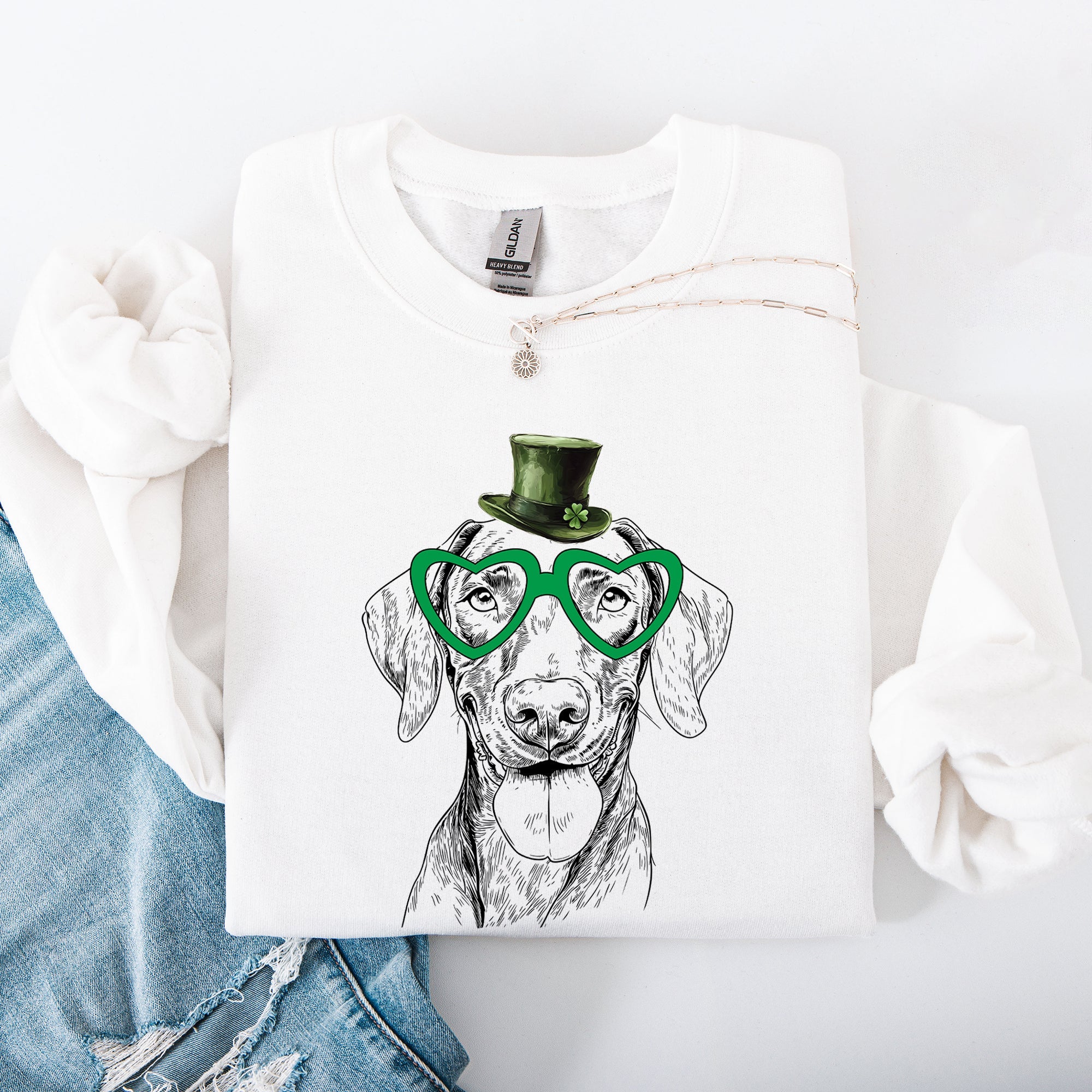 Vizsla Adorable Dog St Patrick's Day Irish Pride Vizsla Lovers Cozy Everyday Sweatshirt