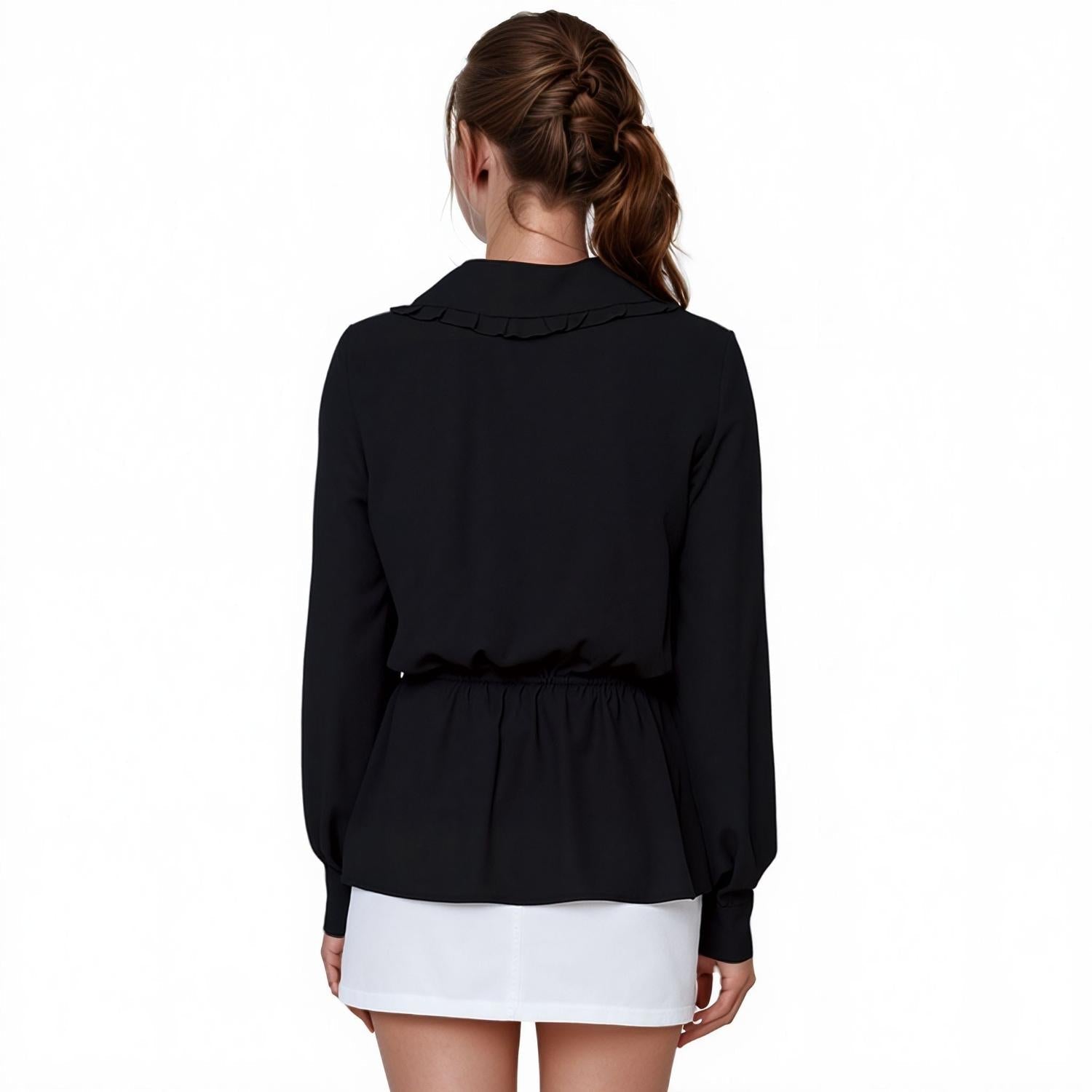 Pleione Women's Wrap Front Peplum Blouse Top