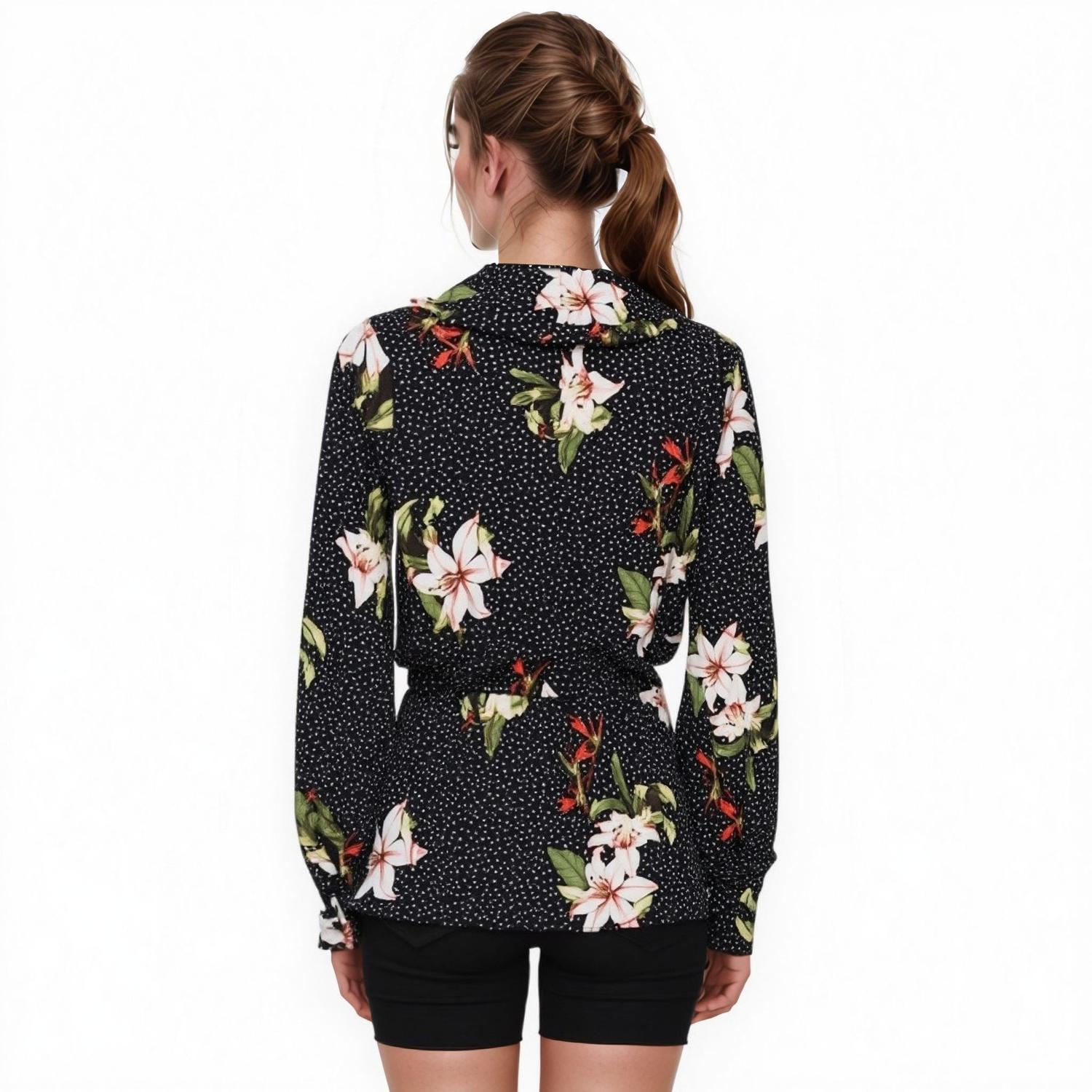 Pleione Women's Wrap Front Peplum Blouse Top