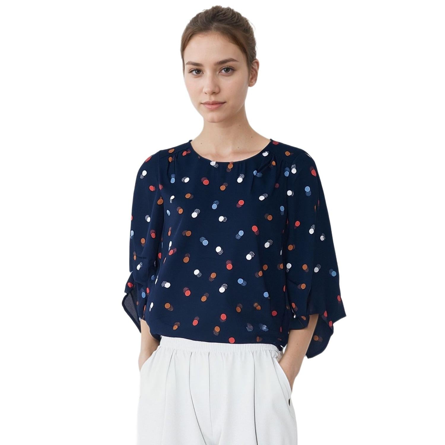 Pleione Women's 3/4 Sleeve Multi Layered Cuff Blouse