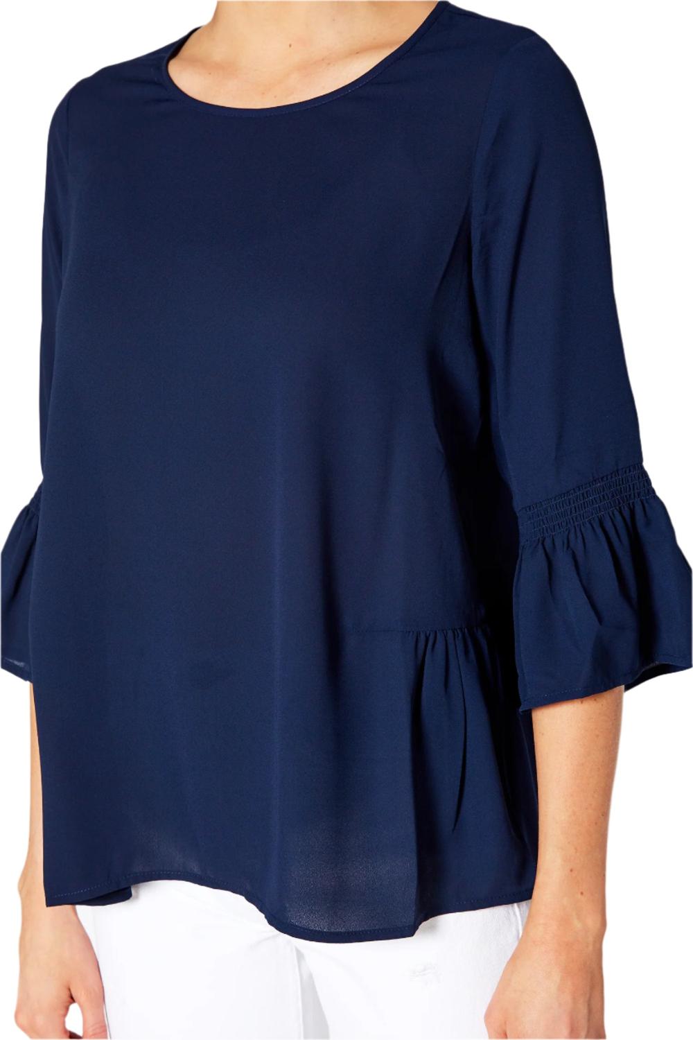 Pleione Women's Pleated Blouse With Bell Sleeve