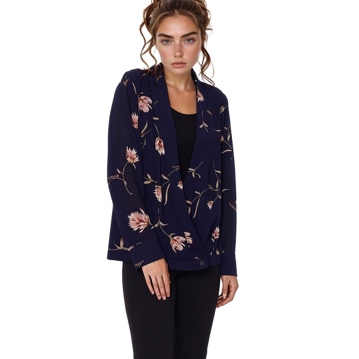 Pleione Women's Wrap Front V-Neck Blouse