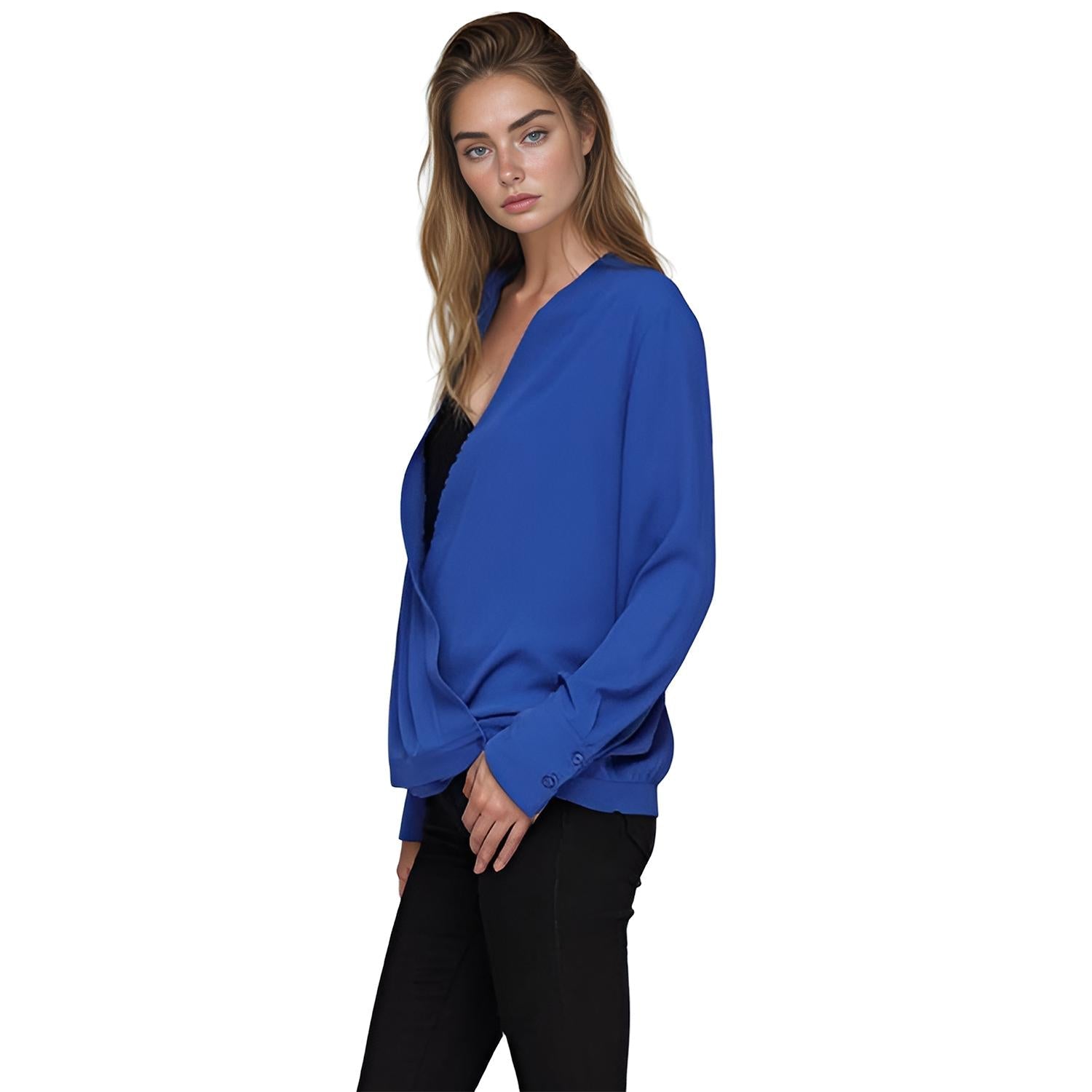 Pleione Women's Wrap Front V-Neck Blouse