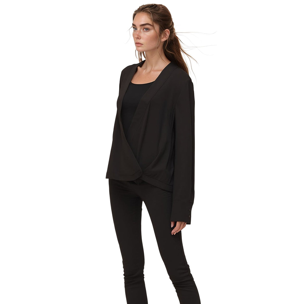 Pleione Women's Wrap Front V-Neck Blouse