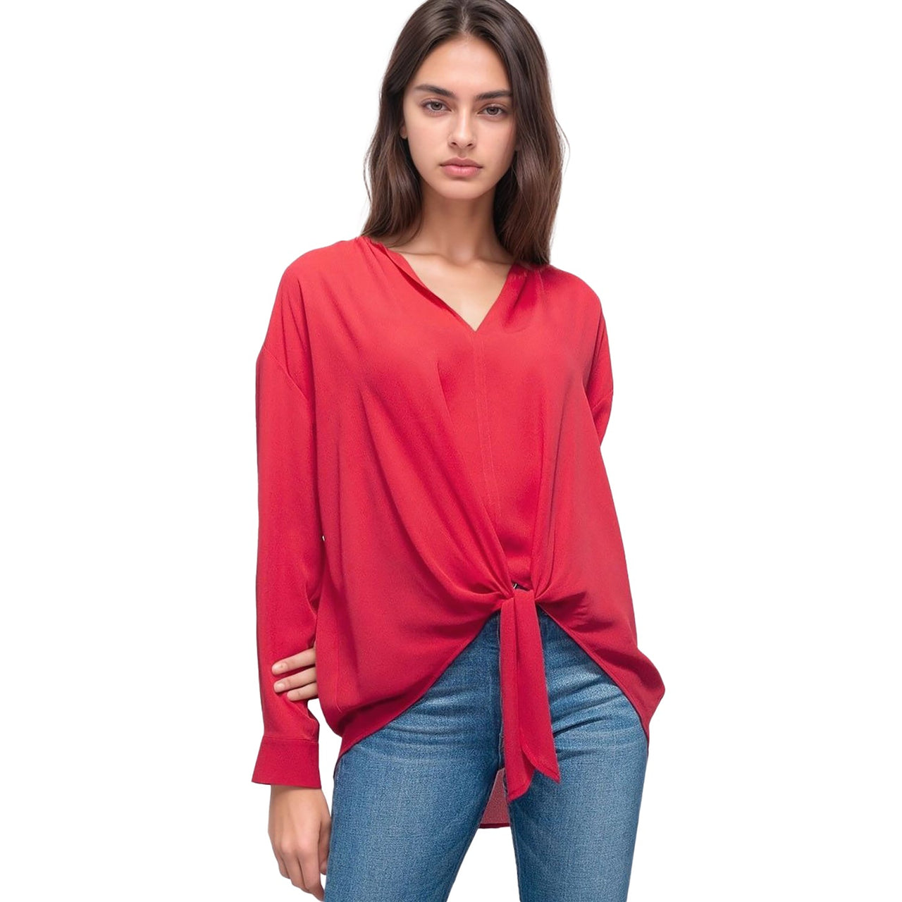 Pleione Women's Tie Hem Blouse